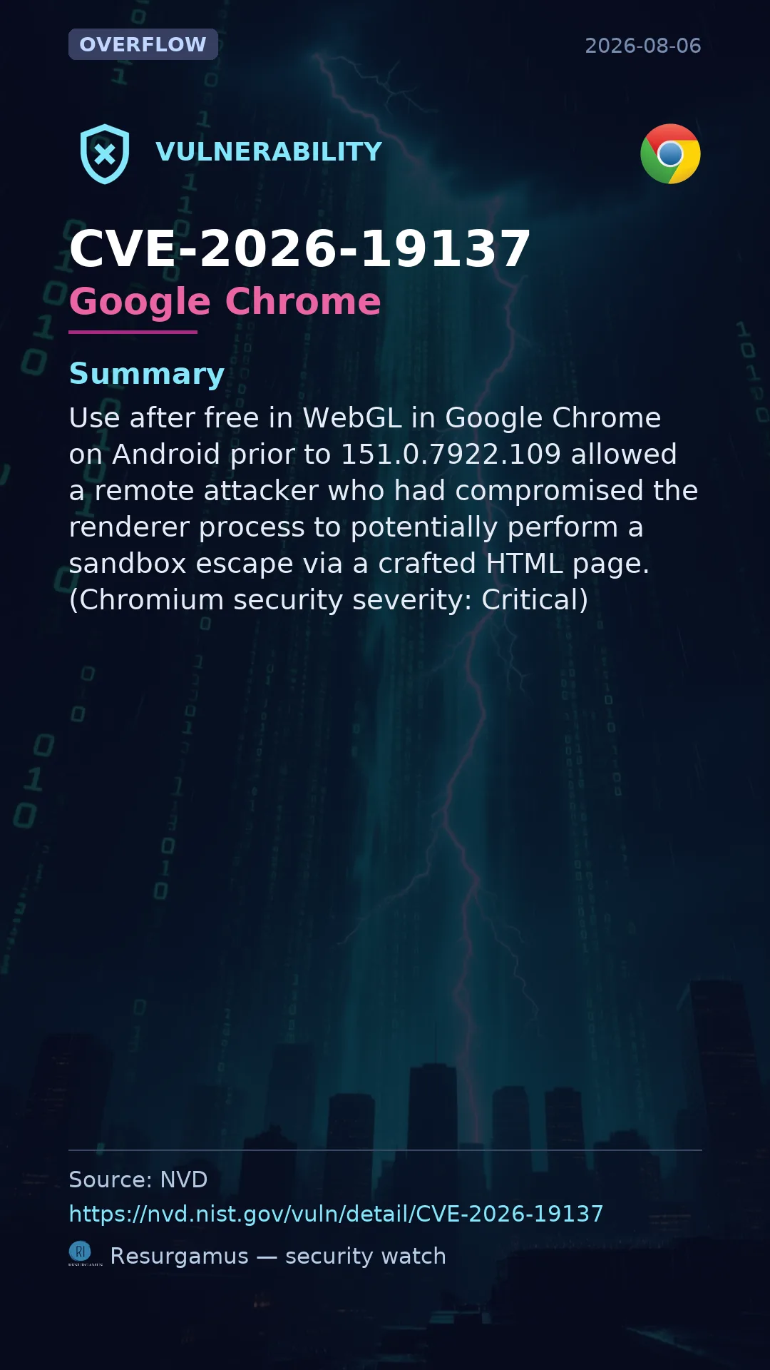 CVE-2026-19137 Google Chrome Vulnerability