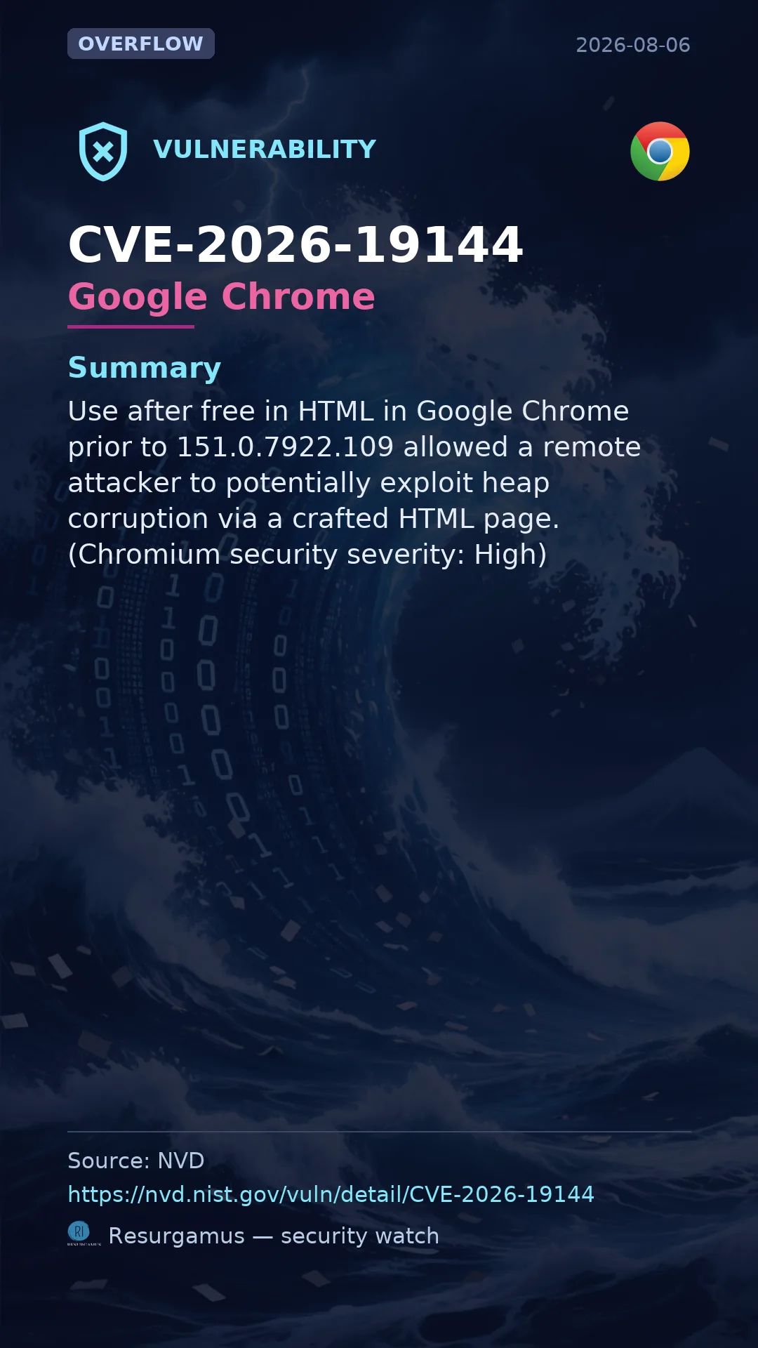 CVE-2026-19144 Google Chrome Vulnerability