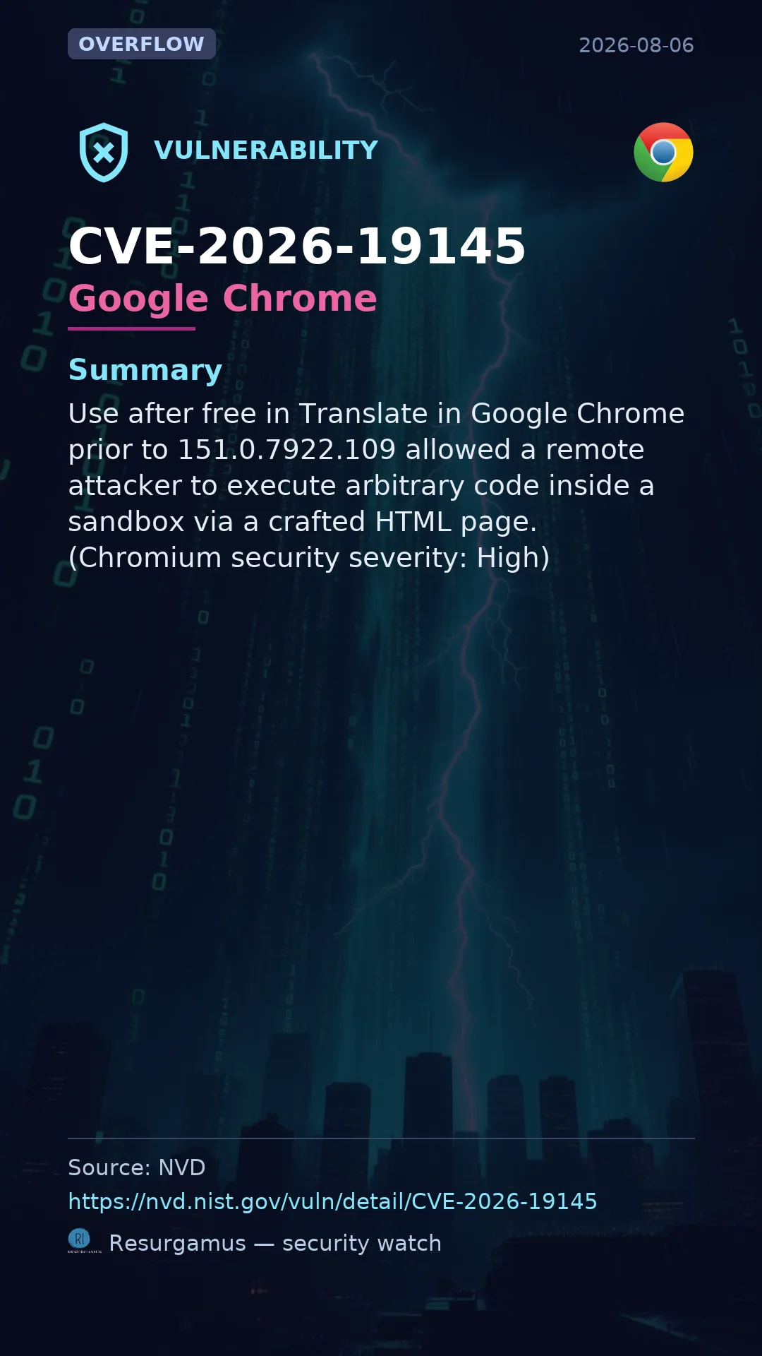 CVE-2026-19145 Google Chrome Vulnerability