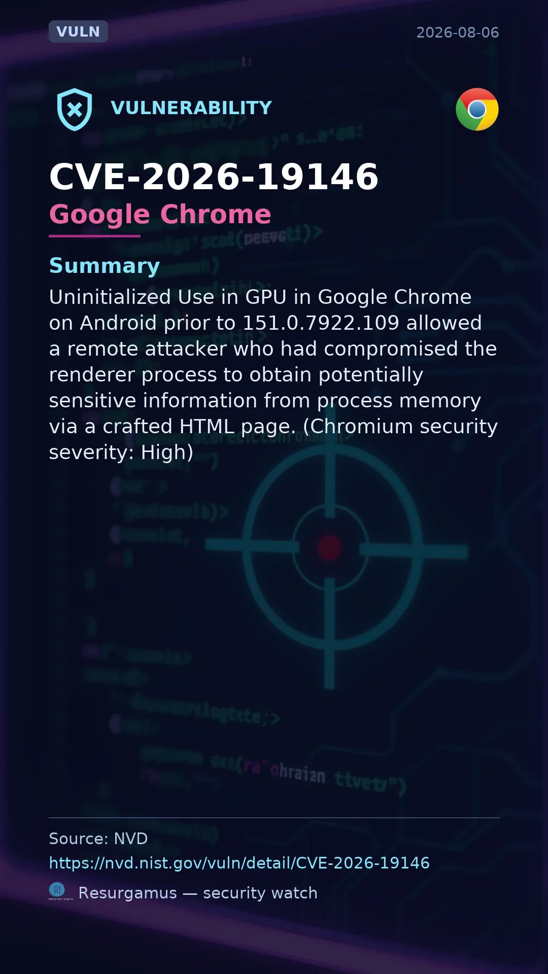 CVE-2026-19146 Google Chrome Vulnerability