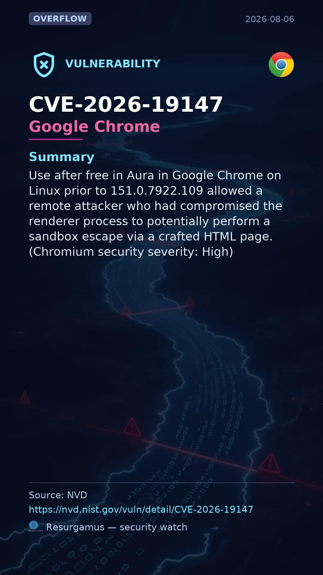 CVE-2026-19147 Google Chrome Vulnerability