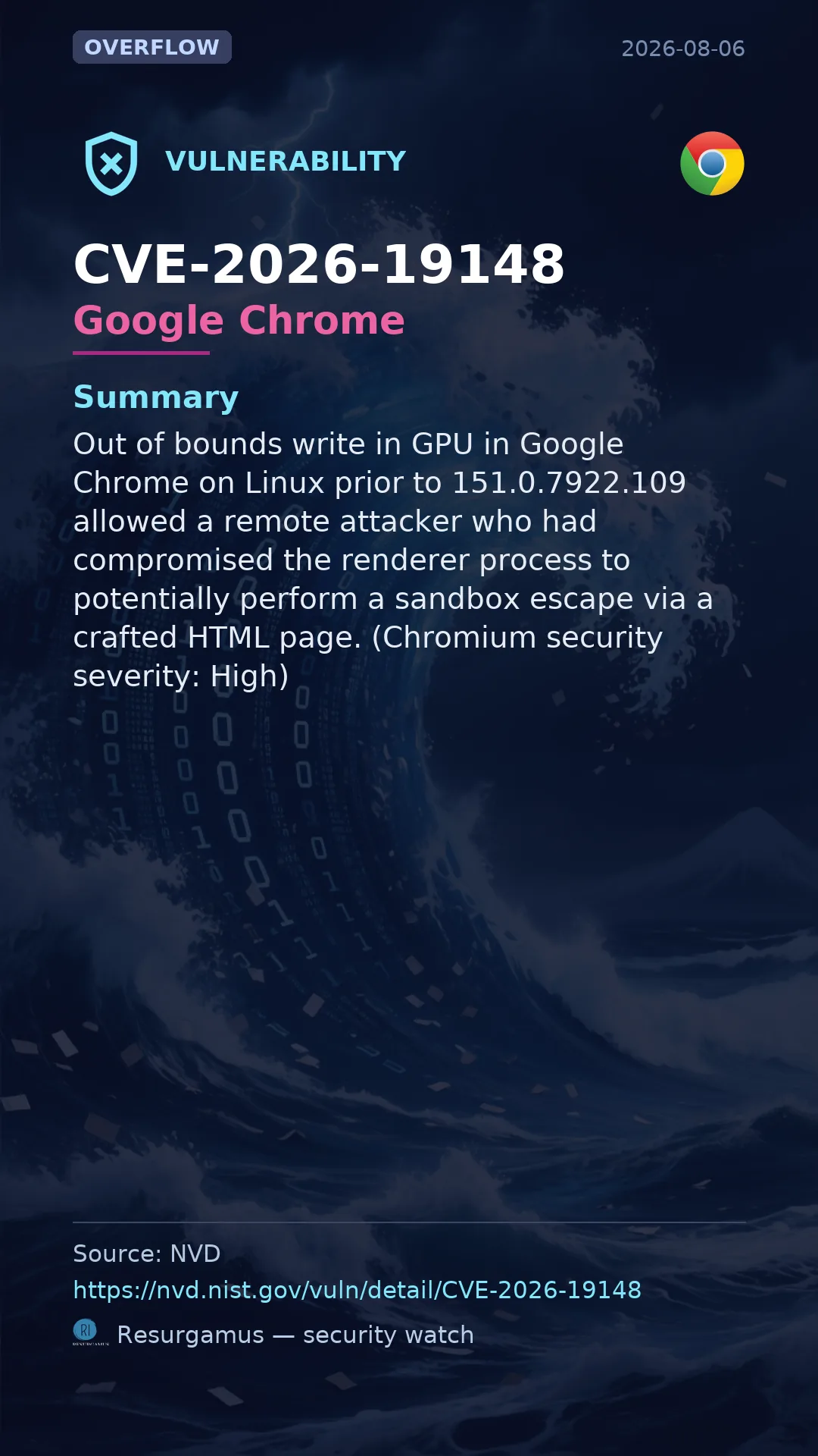 CVE-2026-19148 Google Chrome Vulnerability
