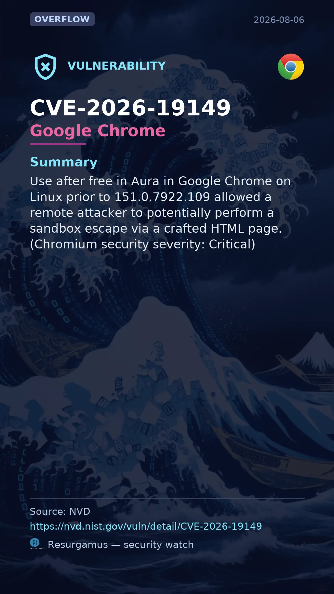 CVE-2026-19149 Google Chrome Vulnerability