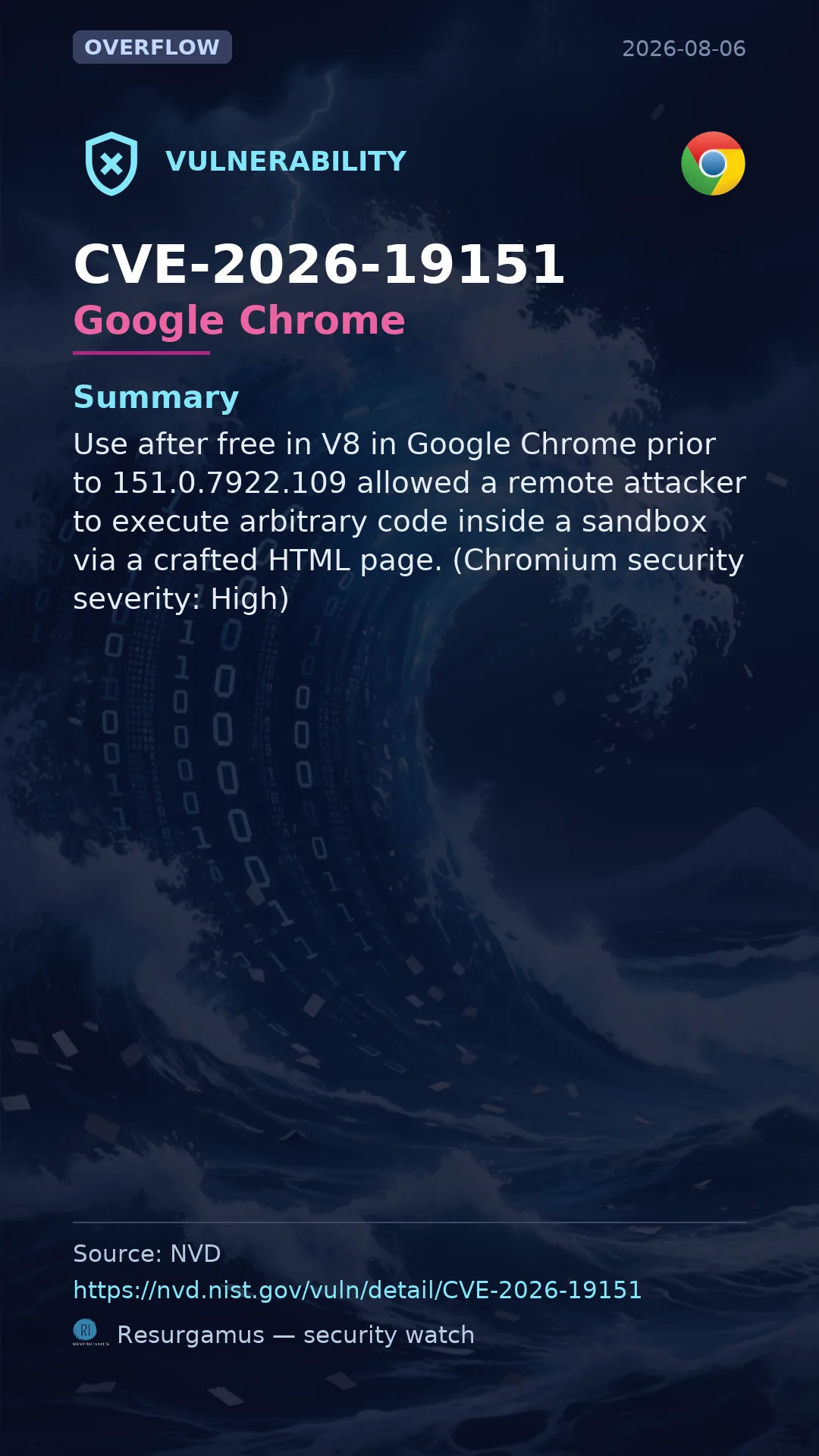 CVE-2026-19151 Google Chrome Vulnerability