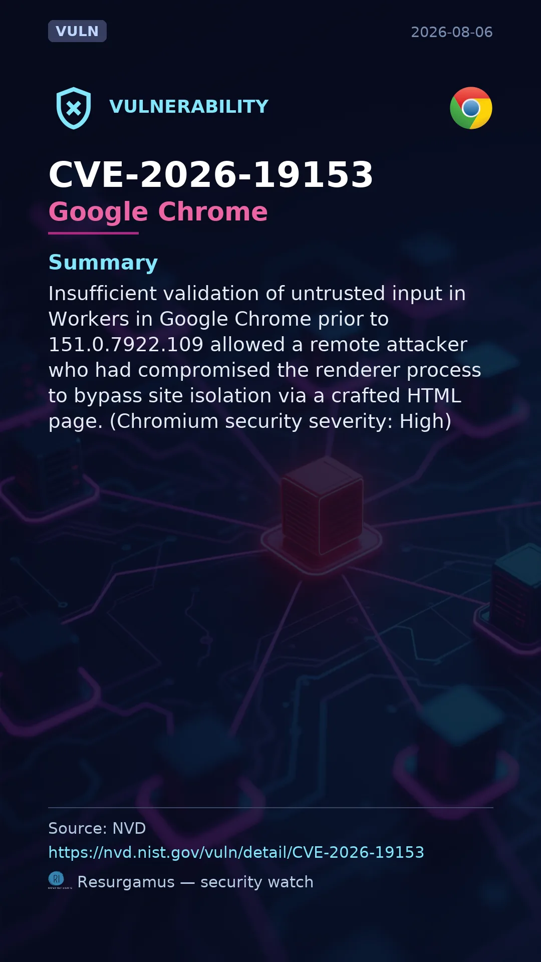 CVE-2026-19153 Google Chrome Vulnerability