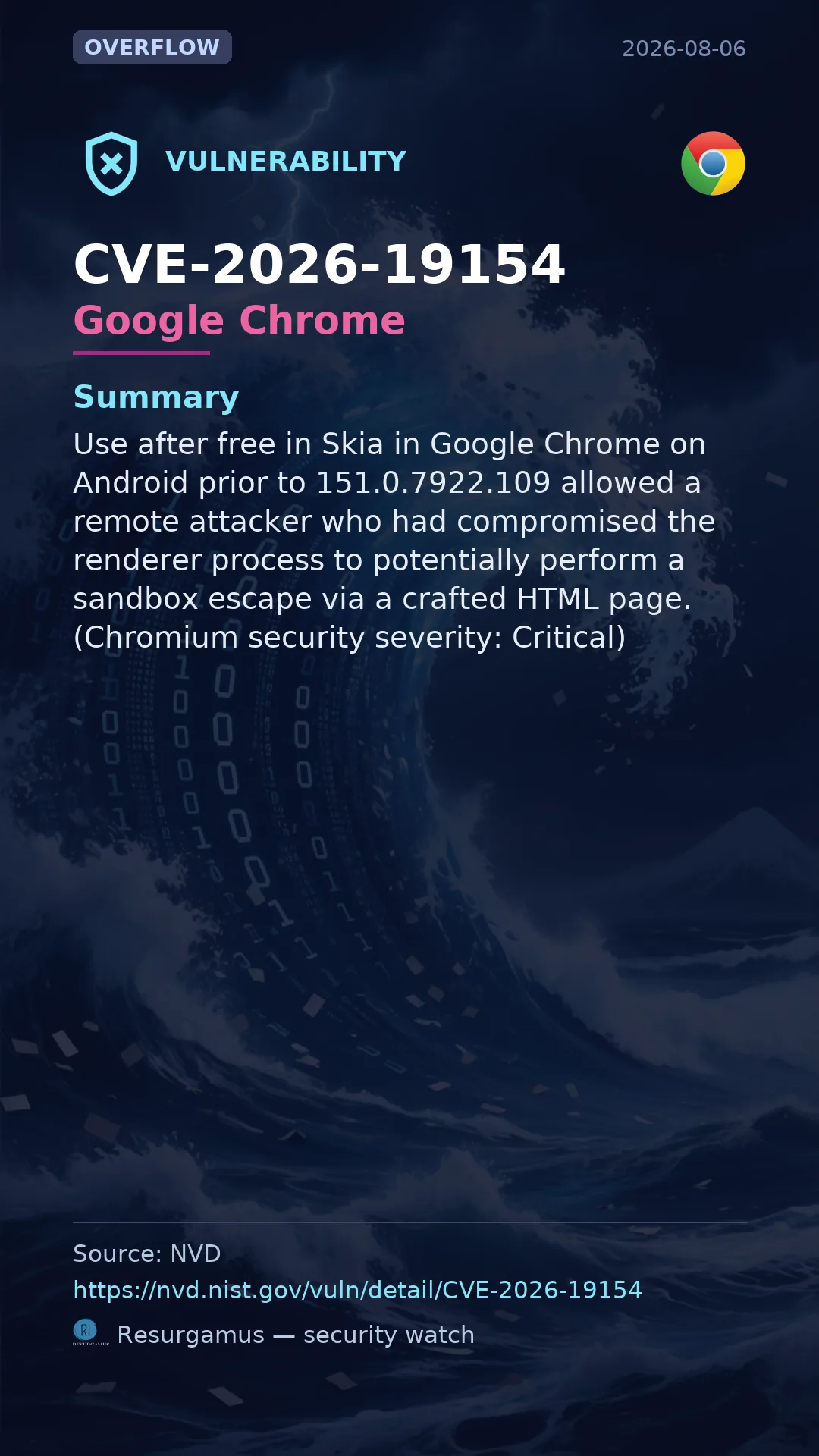 CVE-2026-19154 Google Chrome Vulnerability