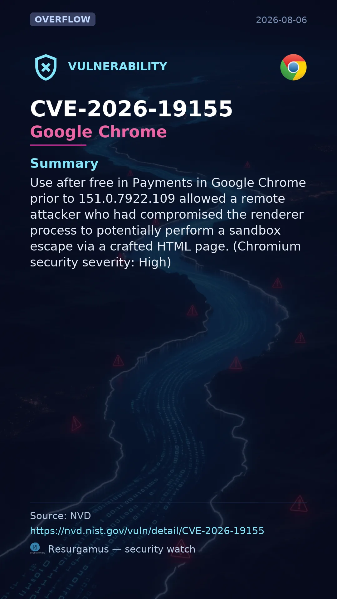 CVE-2026-19155 Google Chrome Vulnerability
