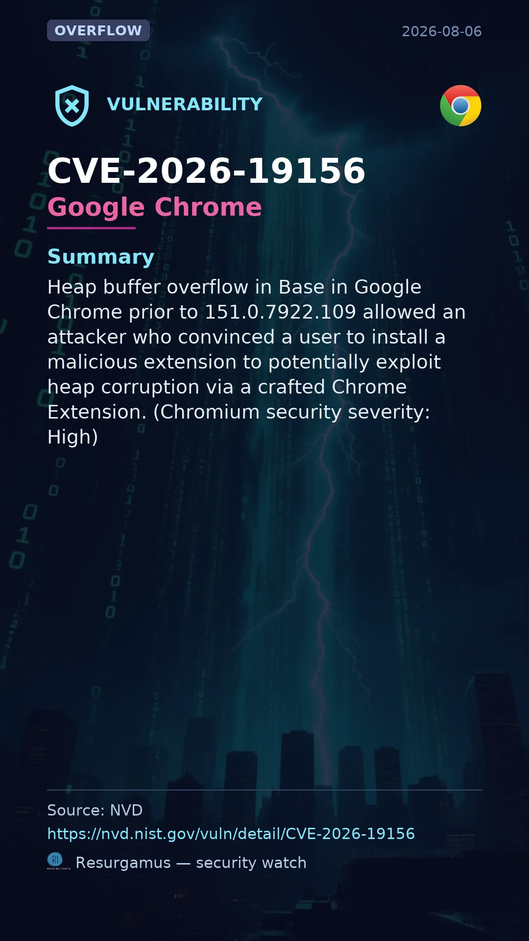 CVE-2026-19156 Google Chrome Vulnerability