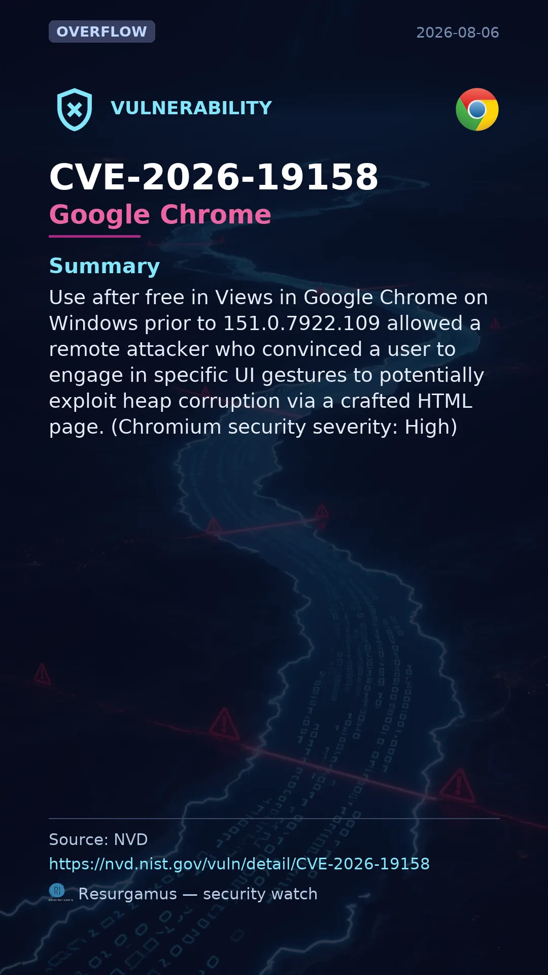CVE-2026-19158 Google Chrome Vulnerability
