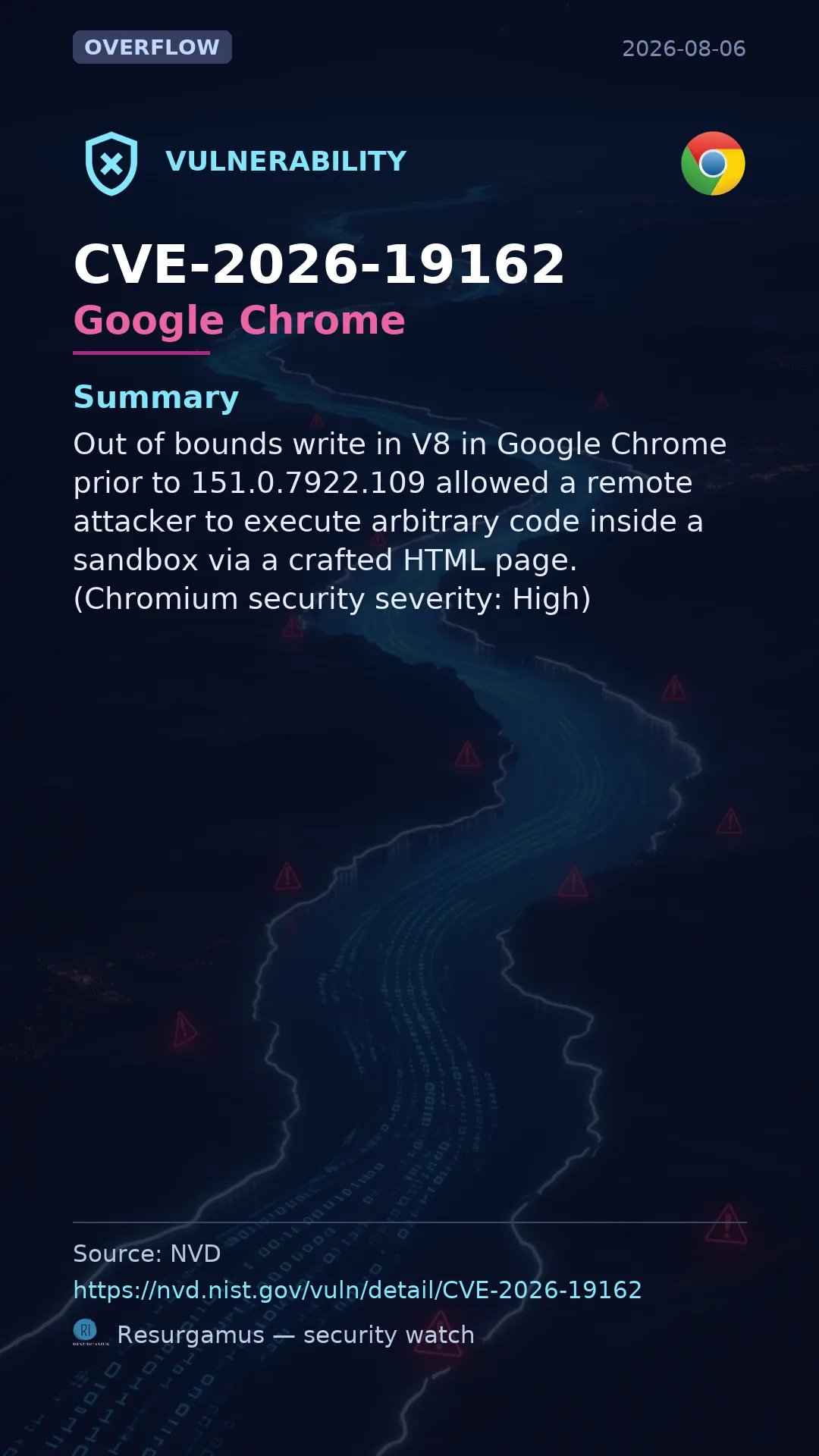 CVE-2026-19162 Google Chrome Vulnerability