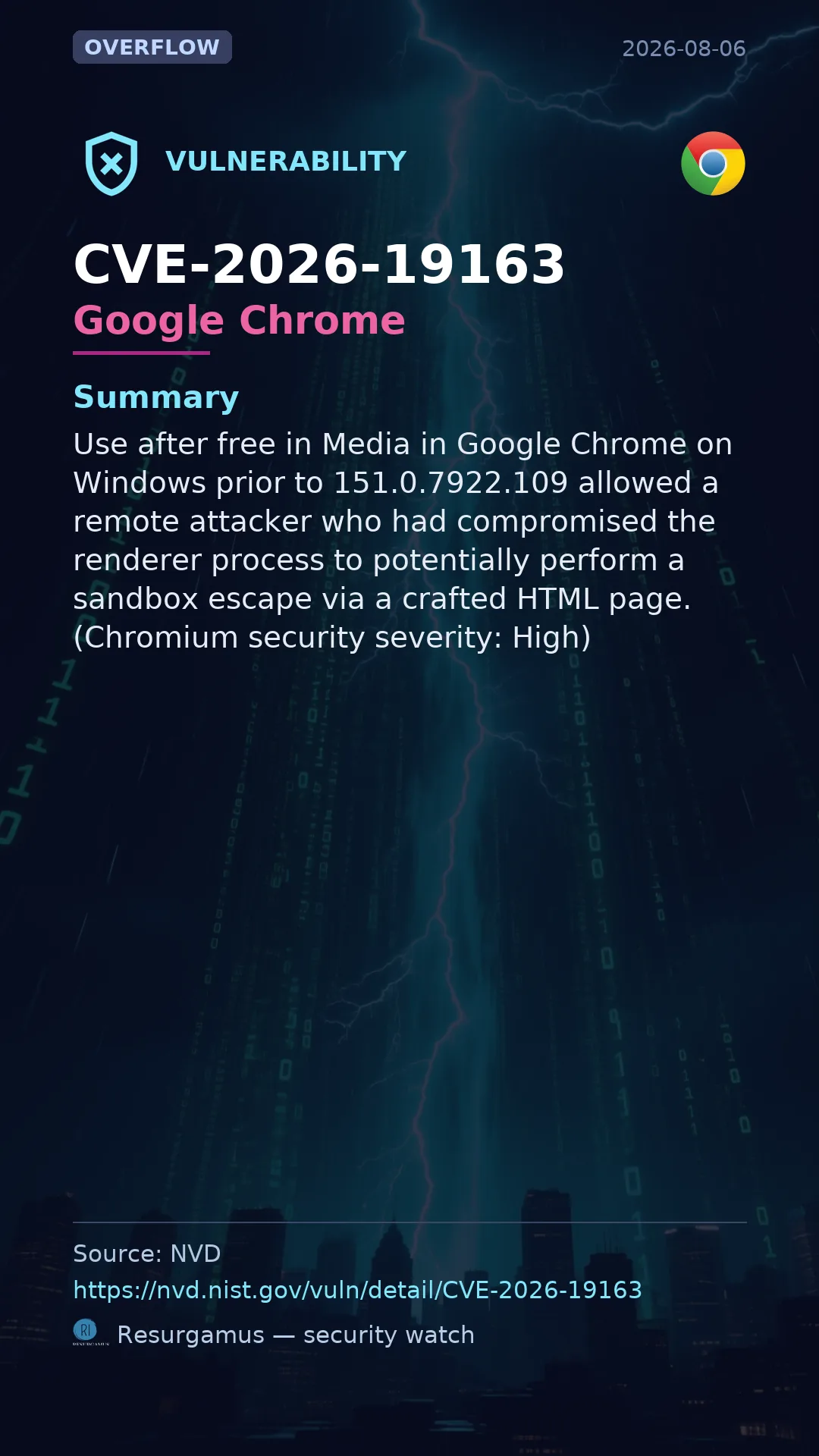 CVE-2026-19163 Google Chrome Vulnerability