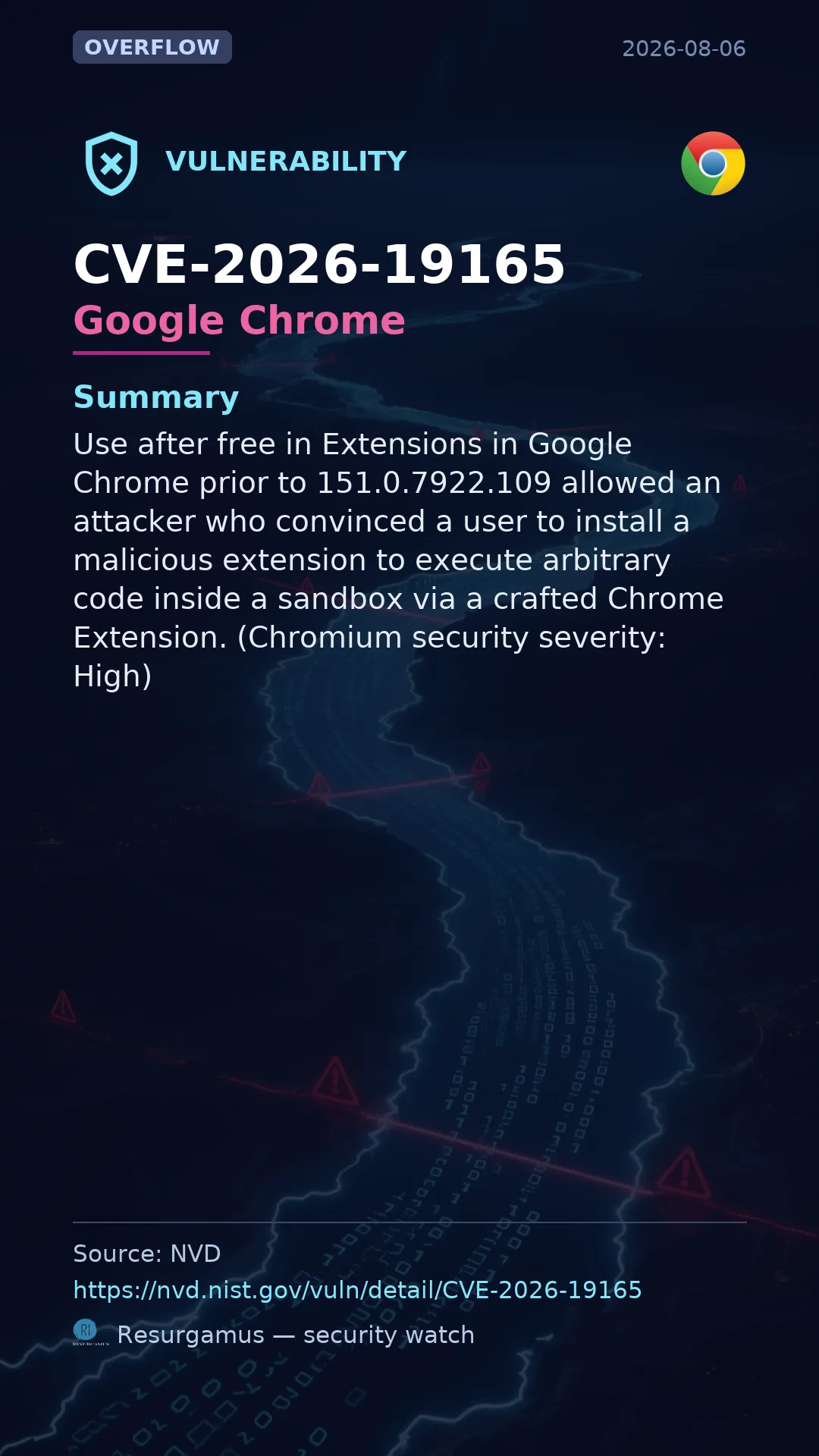 CVE-2026-19165 Google Chrome Vulnerability