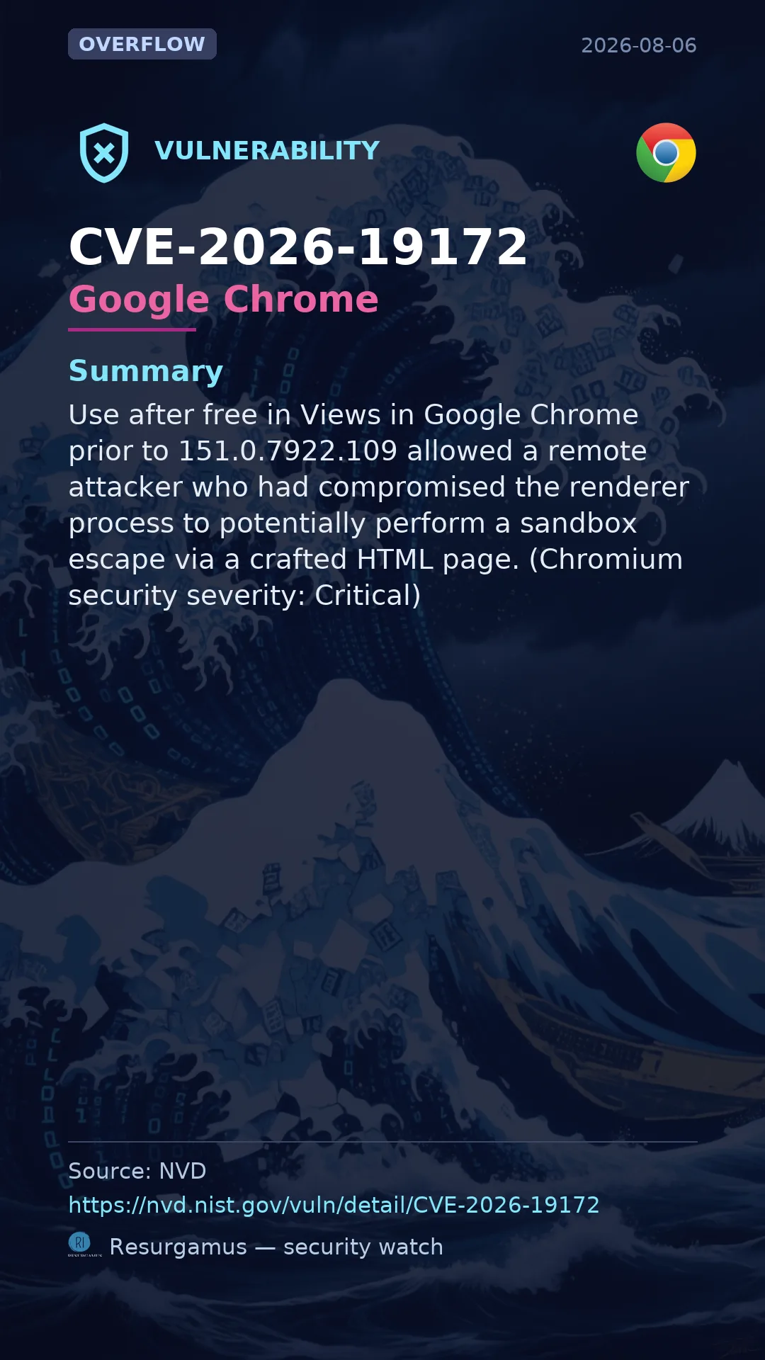 CVE-2026-19172 Google Chrome Vulnerability
