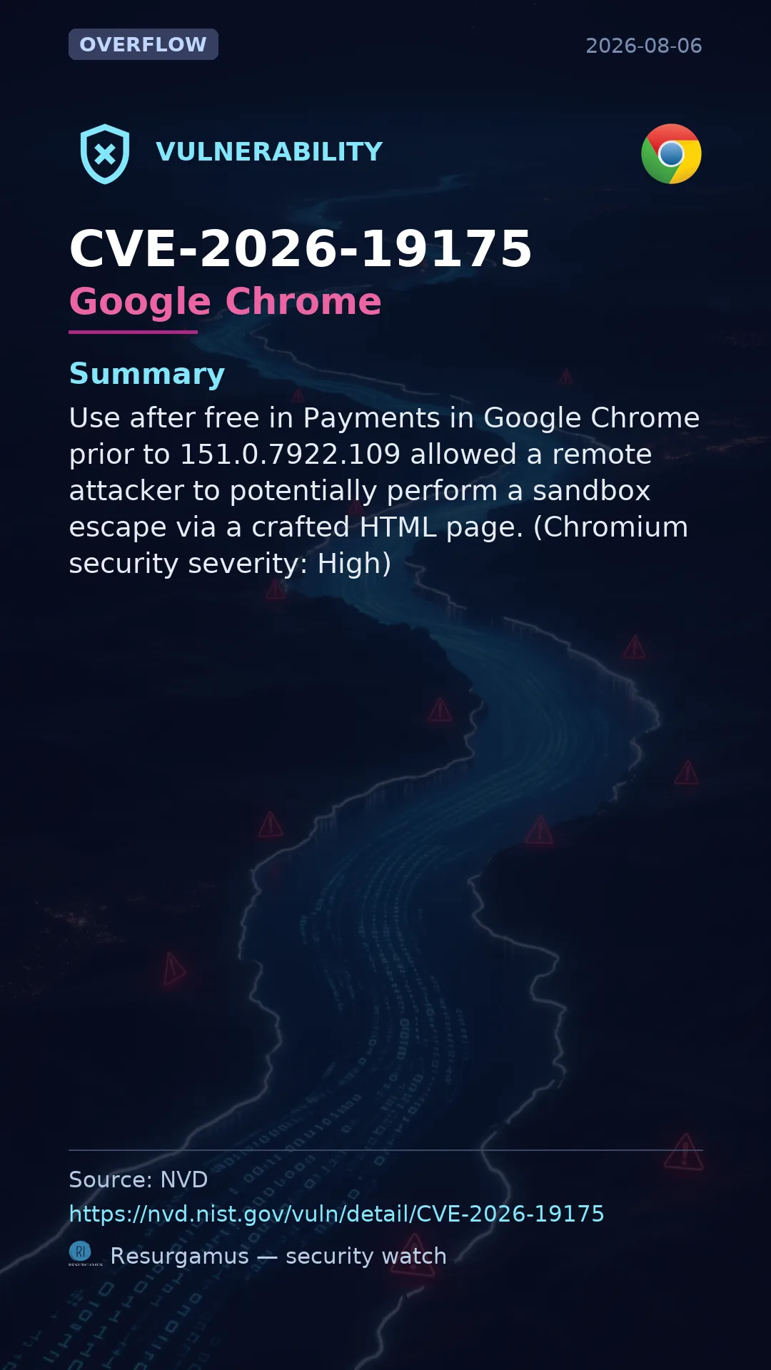 CVE-2026-19175 Google Chrome Vulnerability