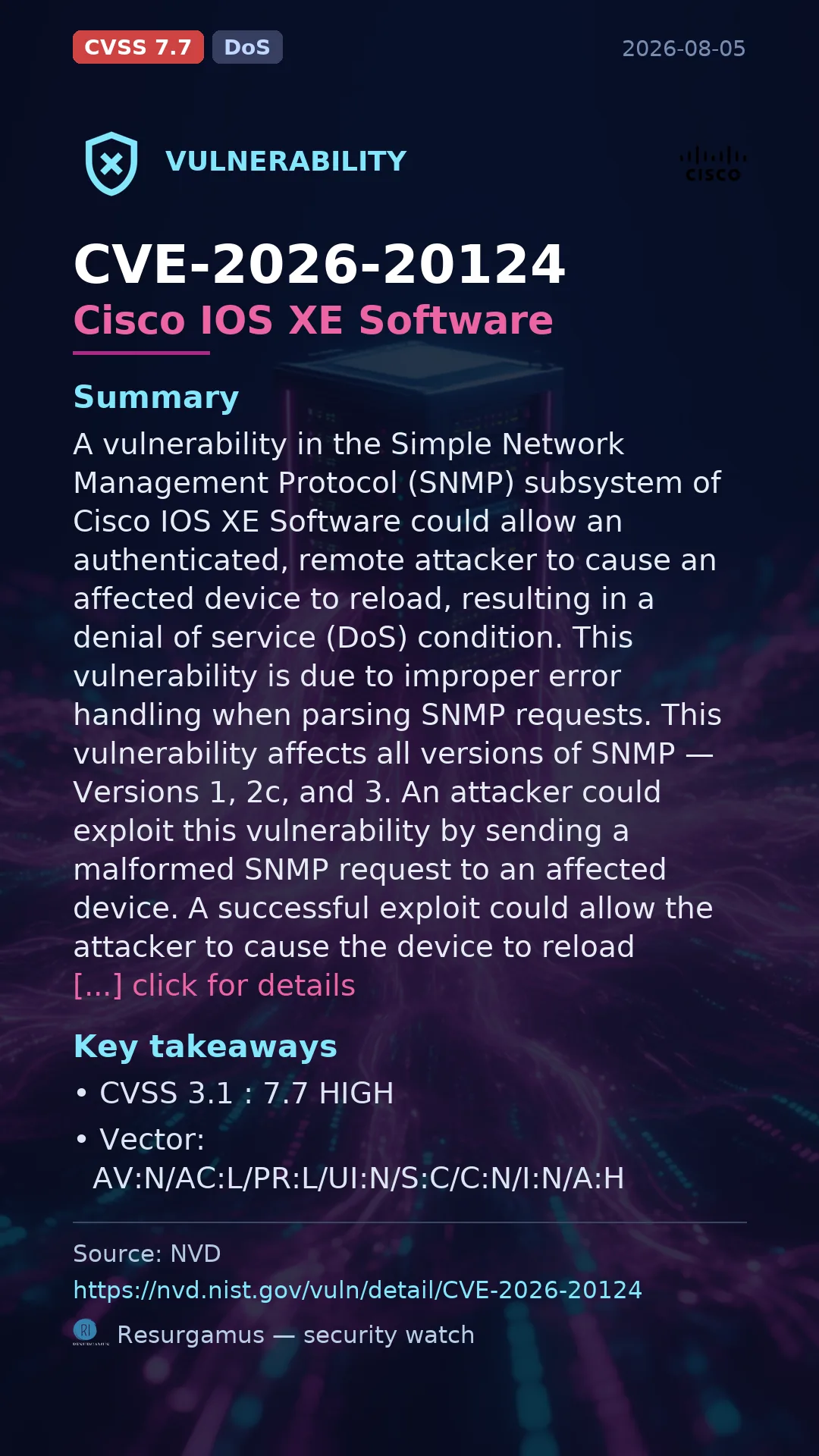 CVE-2026-20124 Cisco IOS XE Software Vulnerability