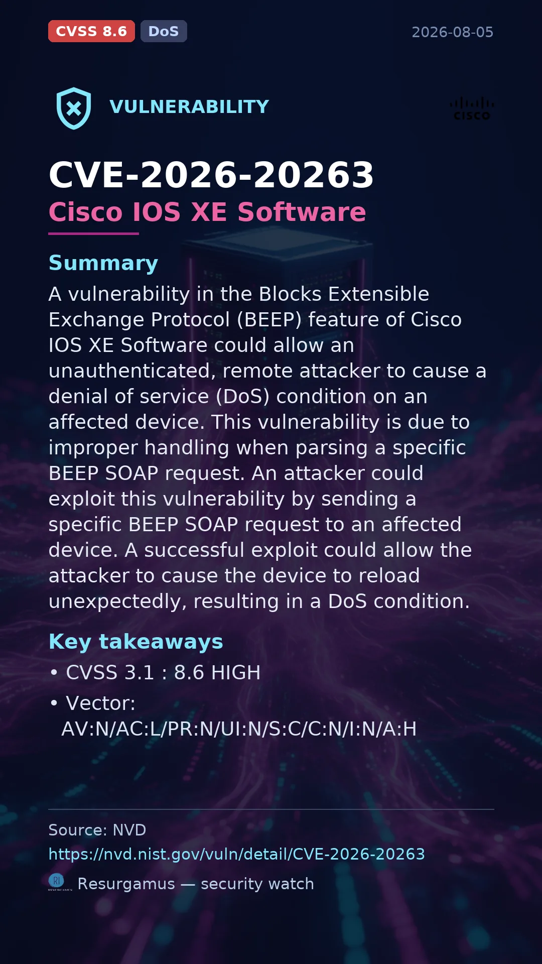 CVE-2026-20263 Cisco IOS XE Software Vulnerability