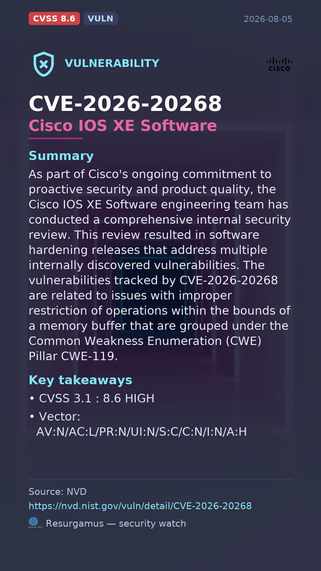 CVE-2026-20268 Cisco IOS XE Software Vulnerability