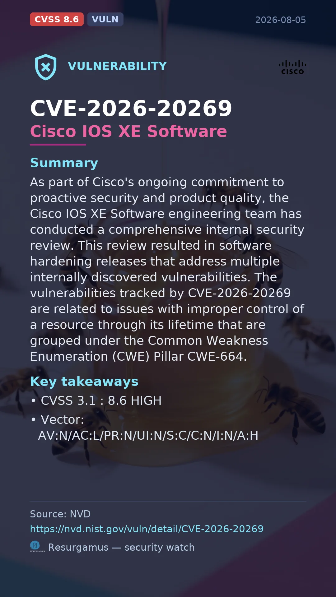 CVE-2026-20269 Cisco IOS XE Software Vulnerability
