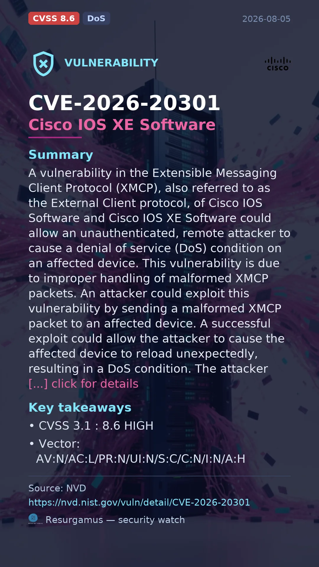 CVE-2026-20301 Cisco IOS XE Software Vulnerability