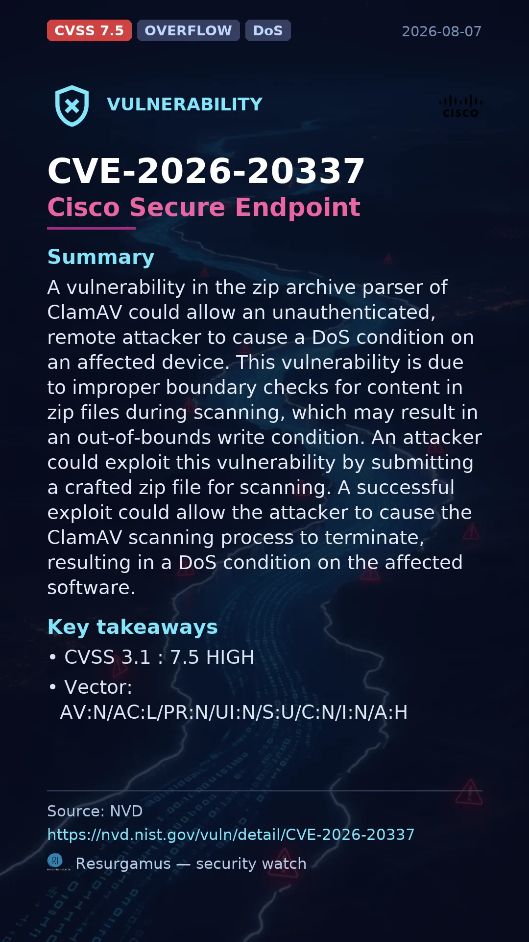 CVE-2026-20337 Cisco Secure Endpoint Vulnerability