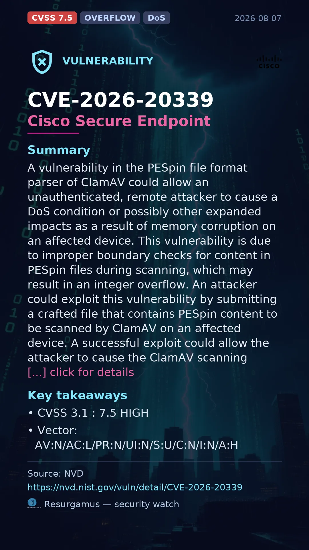 CVE-2026-20339 Cisco Secure Endpoint Vulnerability