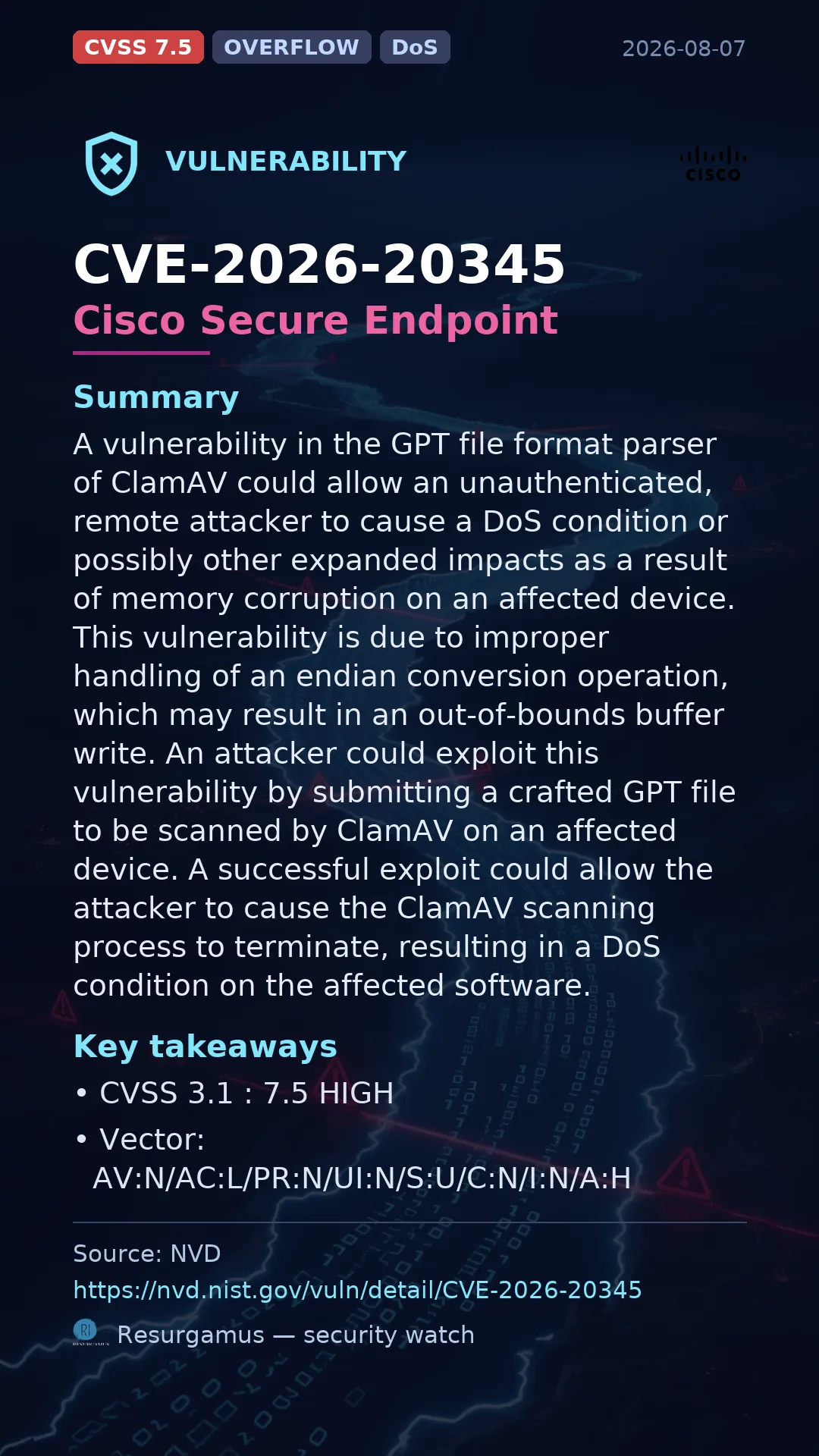 CVE-2026-20345 Cisco Secure Endpoint Vulnerability