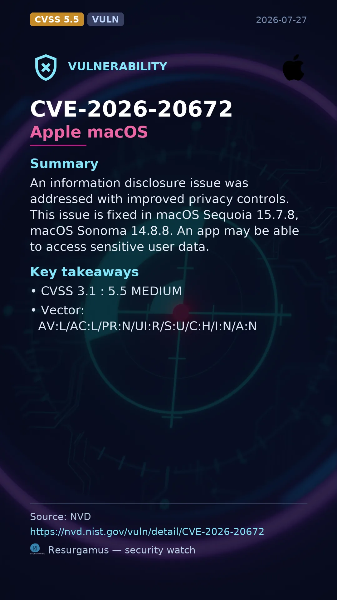 CVE-2026-20672 Apple macOS Vulnerability