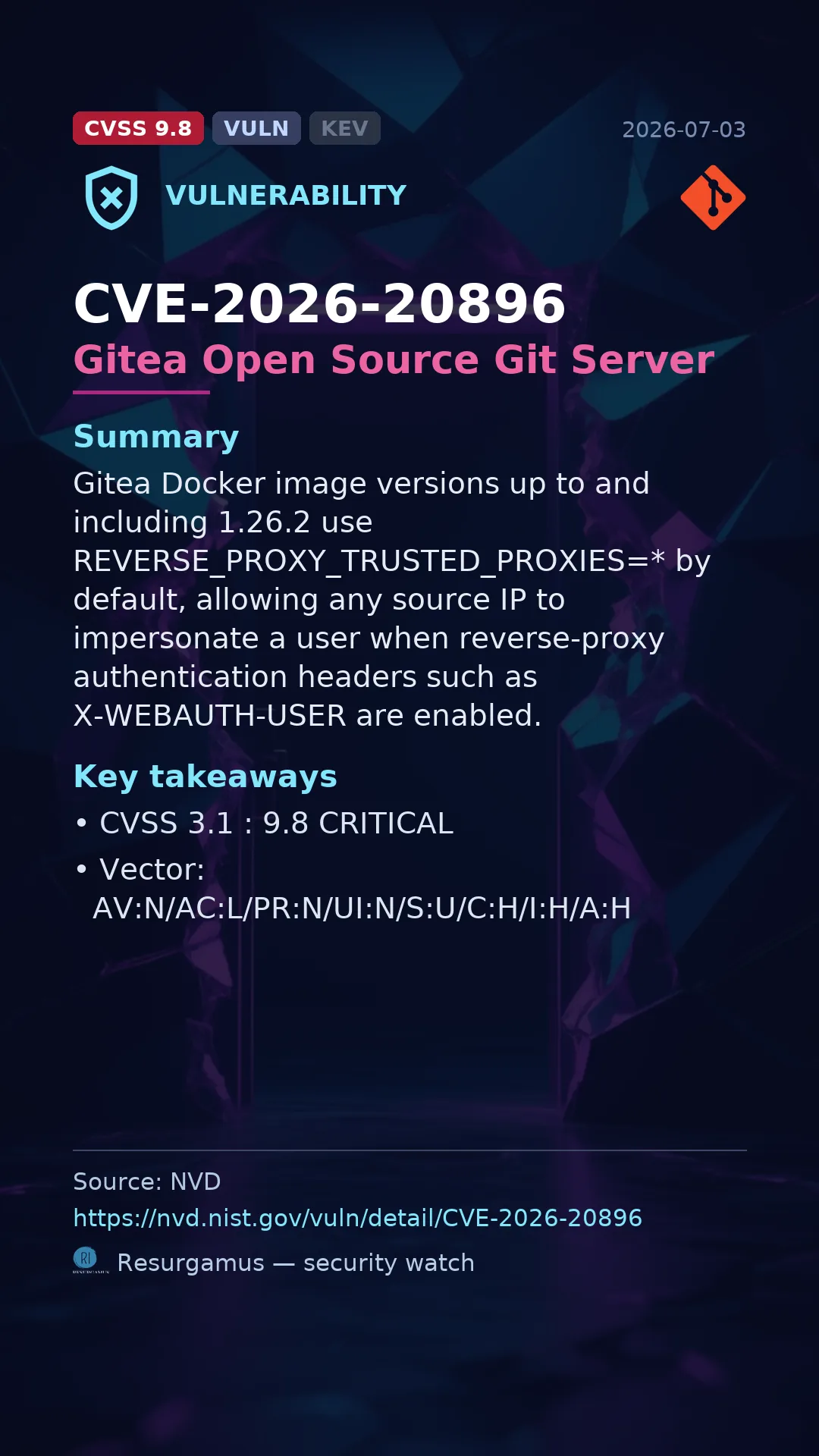 CVE-2026-20896 Gitea Open Source Git Server Vulnerability