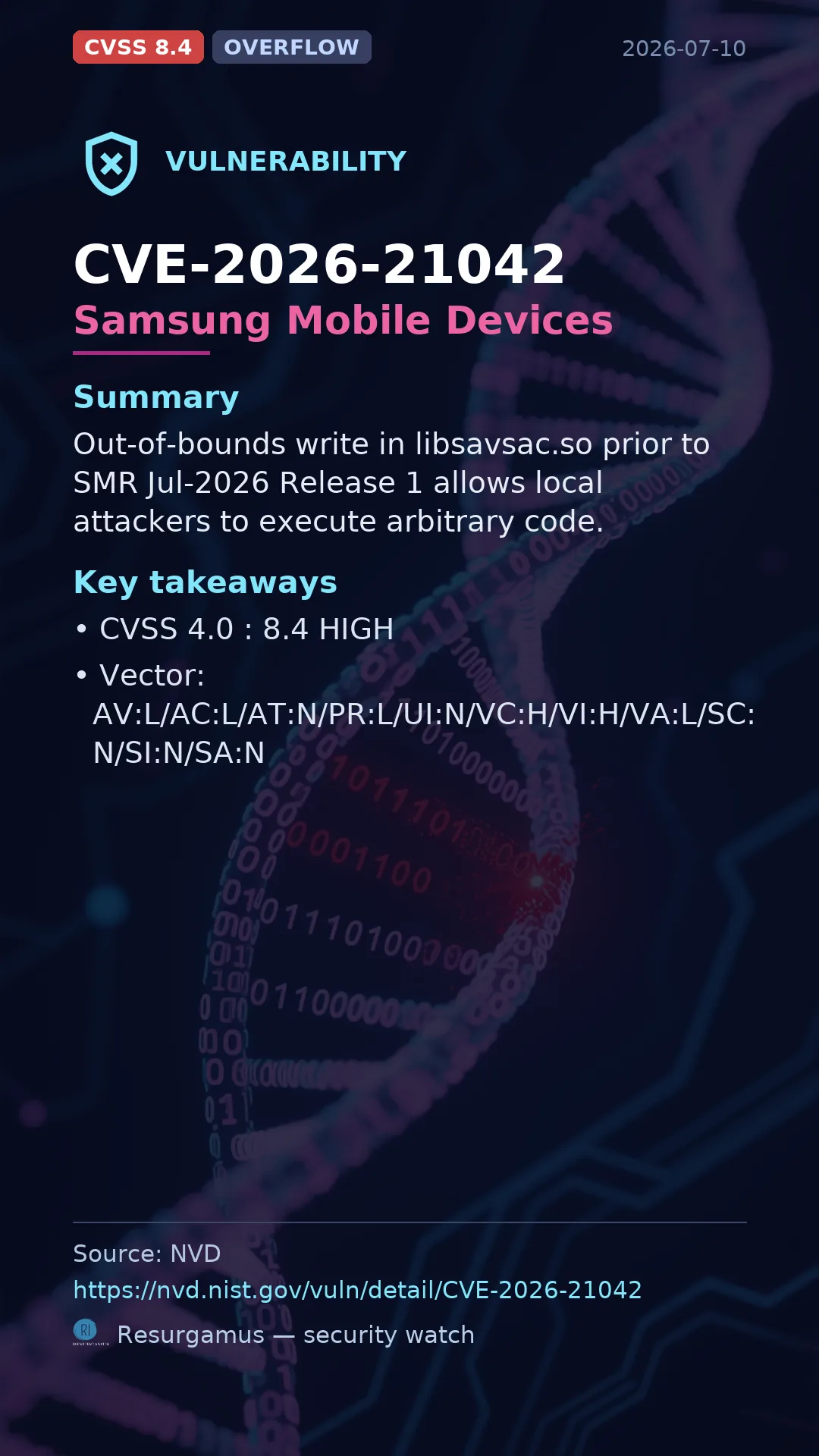 CVE-2026-21042 Samsung Mobile Devices Vulnerability