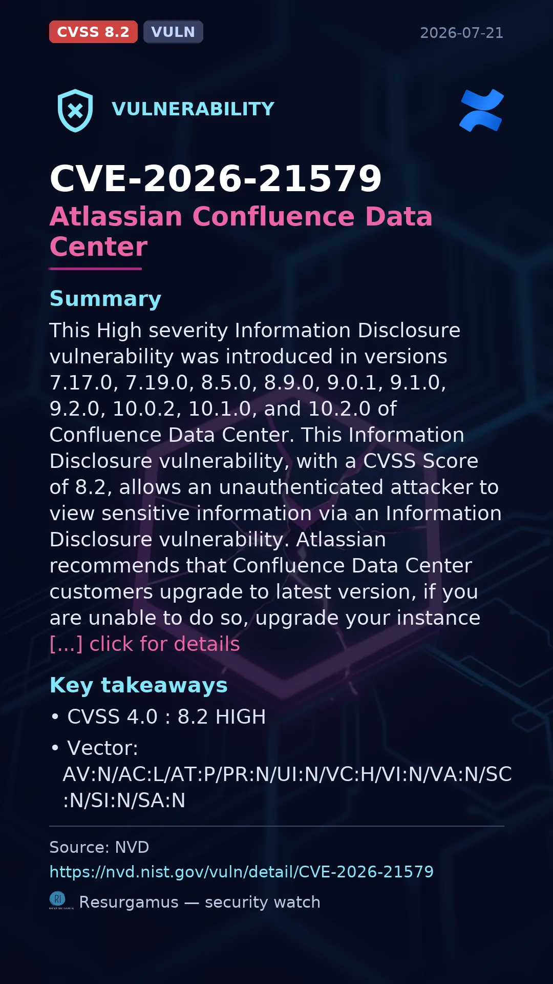 CVE-2026-21579 Atlassian Confluence Data Center Vulnerability