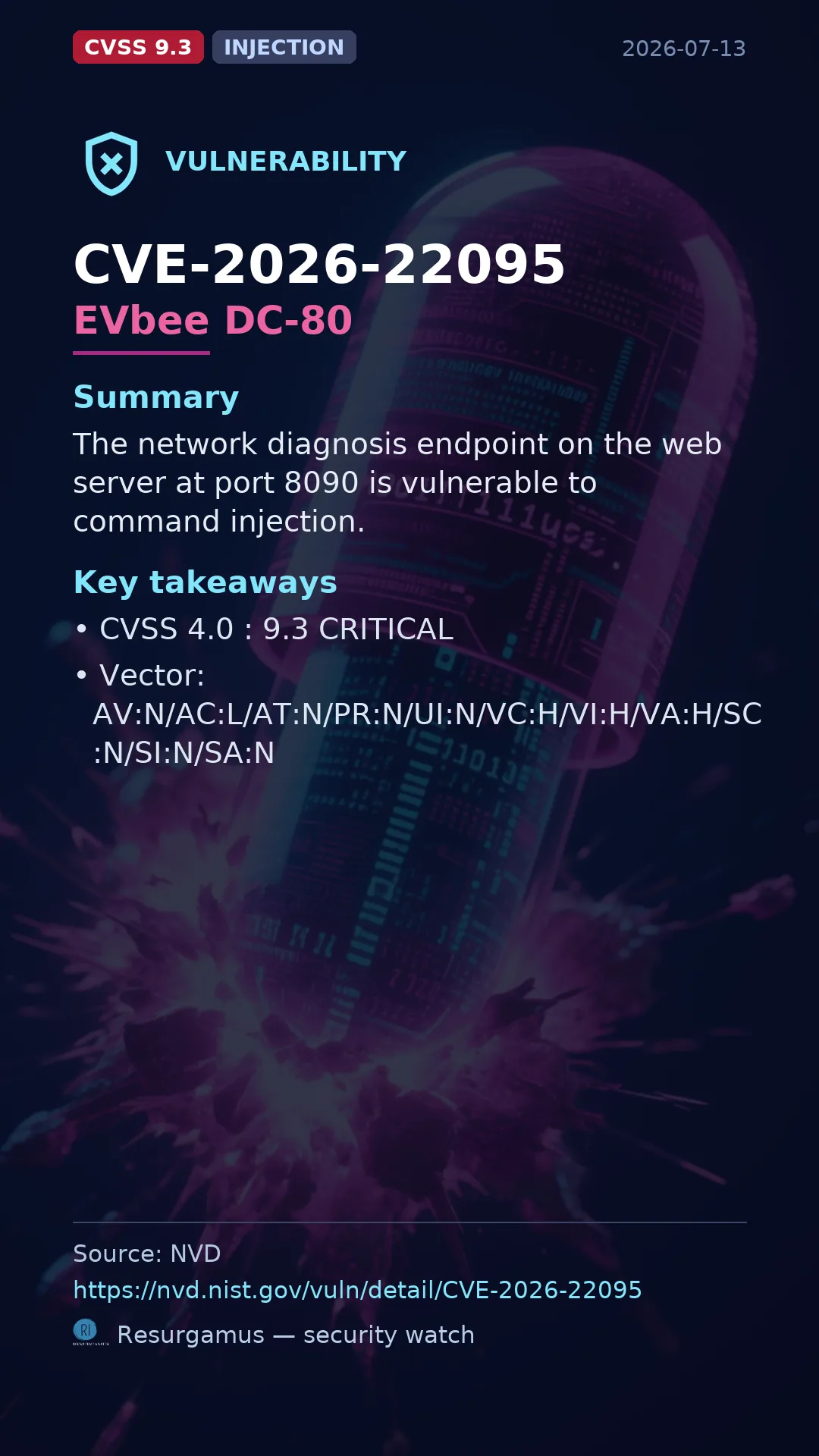 CVE-2026-22095 EVbee DC-80 Vulnerability