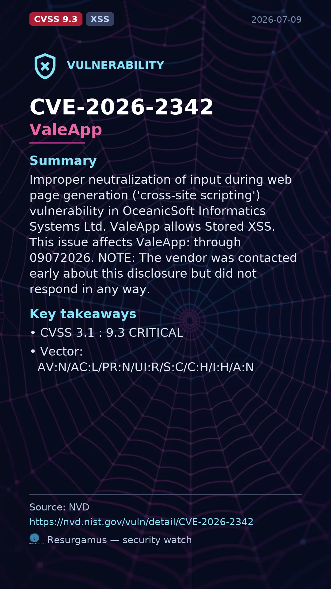 CVE-2026-2342 ValeApp Vulnerability