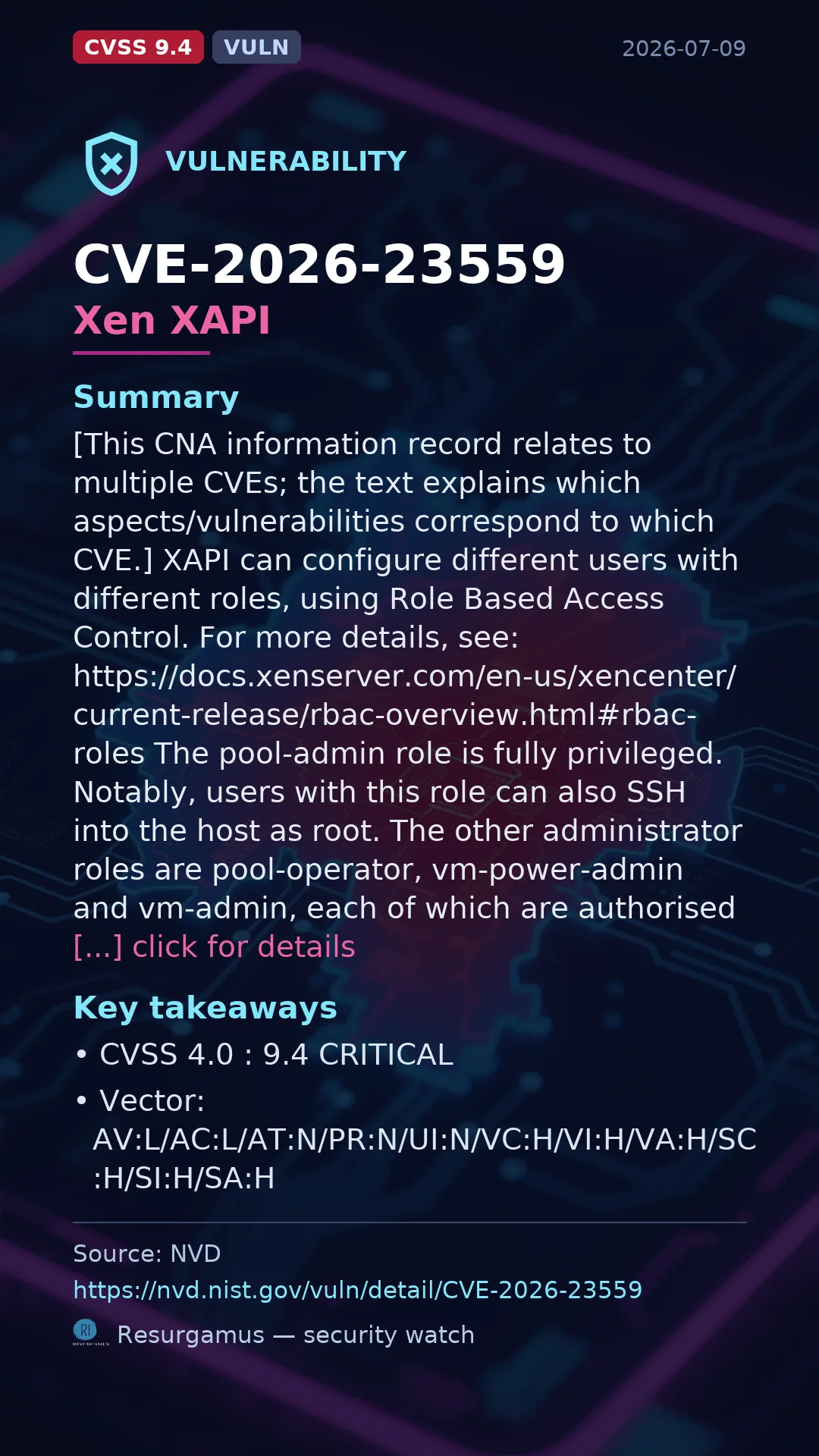 CVE-2026-23559 Xen XAPI Vulnerability