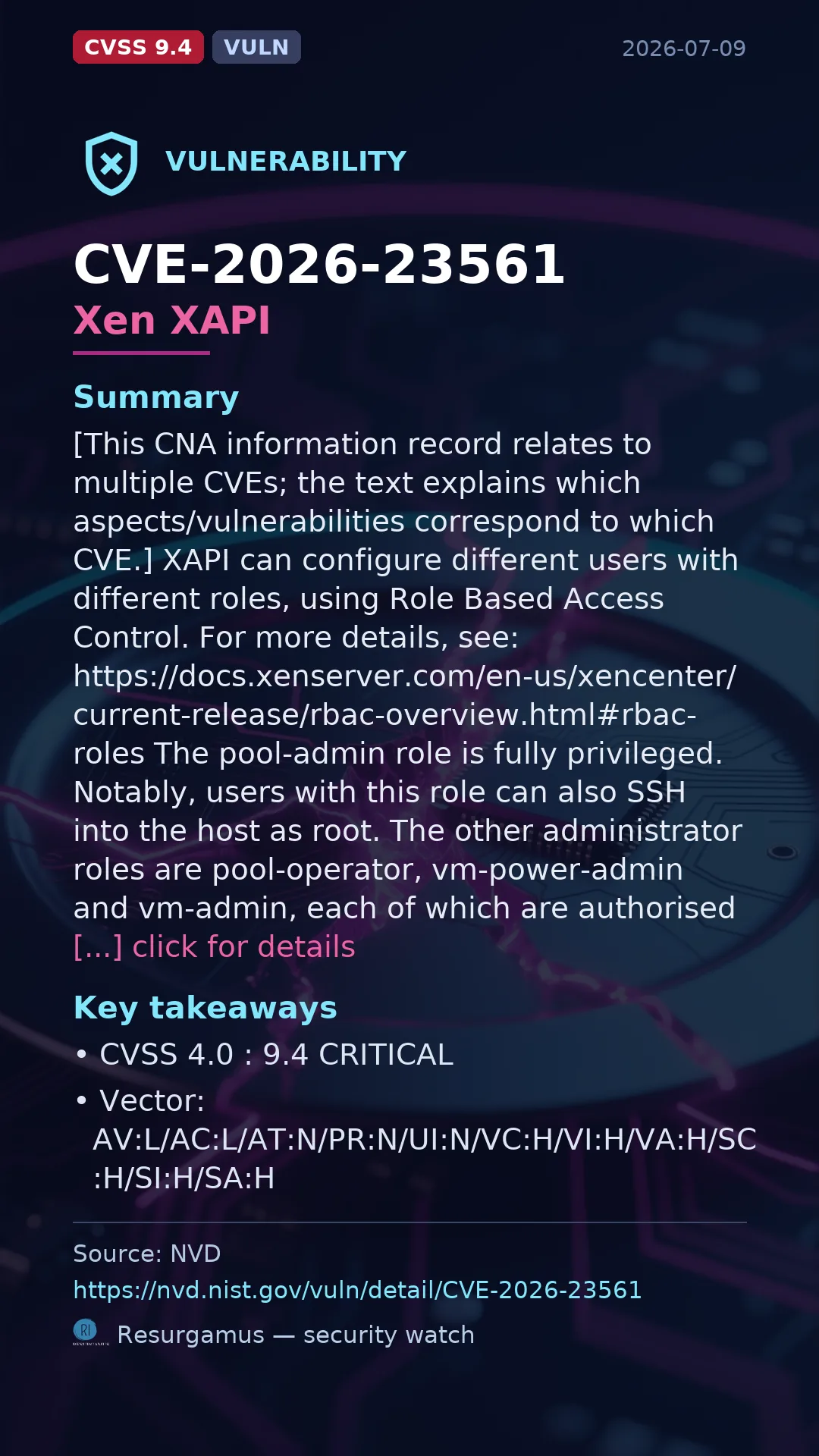 CVE-2026-23561 Xen XAPI Vulnerability