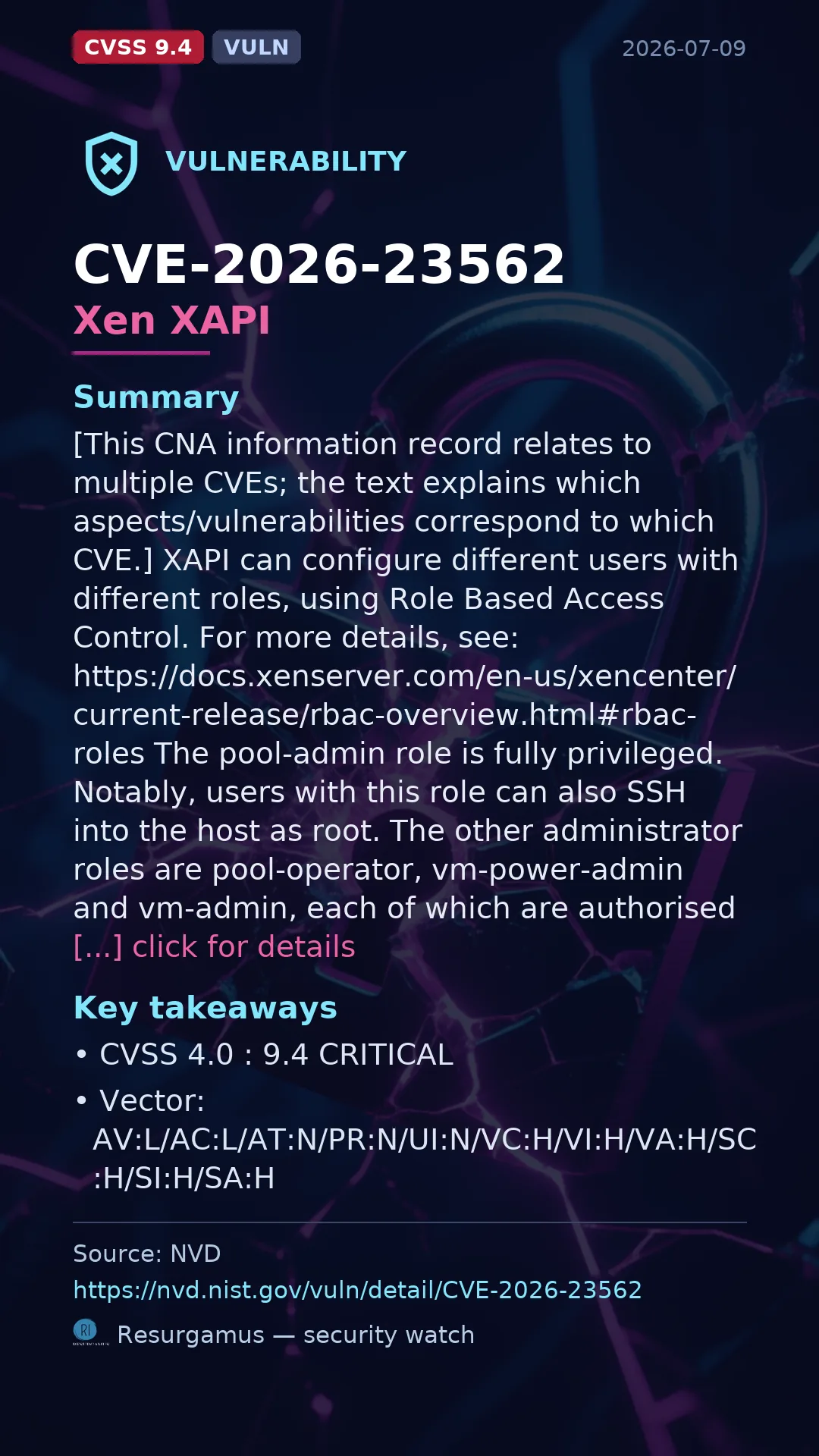 CVE-2026-23562 Xen XAPI Vulnerability