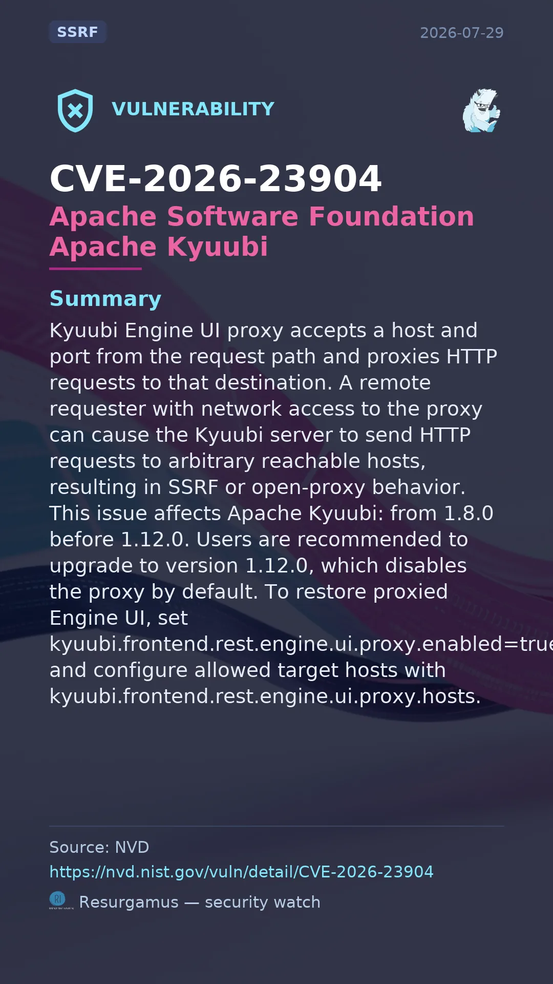 CVE-2026-23904 Apache Software Foundation Apache Kyuubi Vulnerability