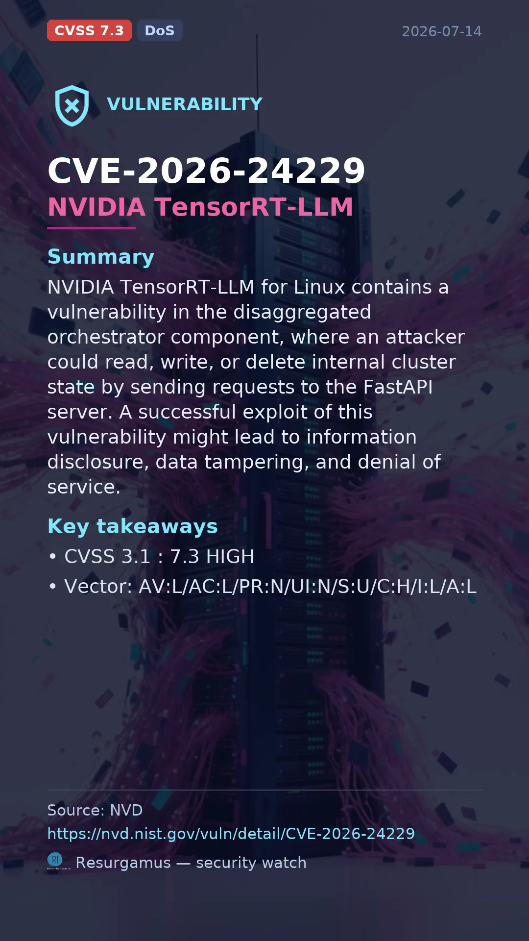 CVE-2026-24229 NVIDIA TensorRT-LLM Vulnerability