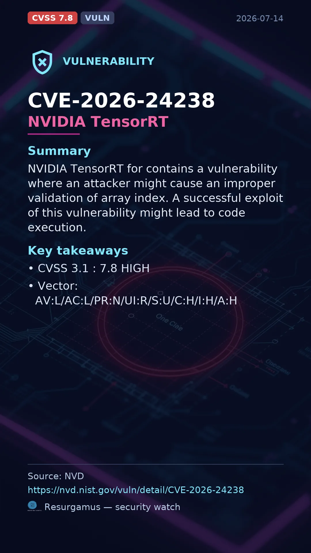 CVE-2026-24238 NVIDIA TensorRT Vulnerability