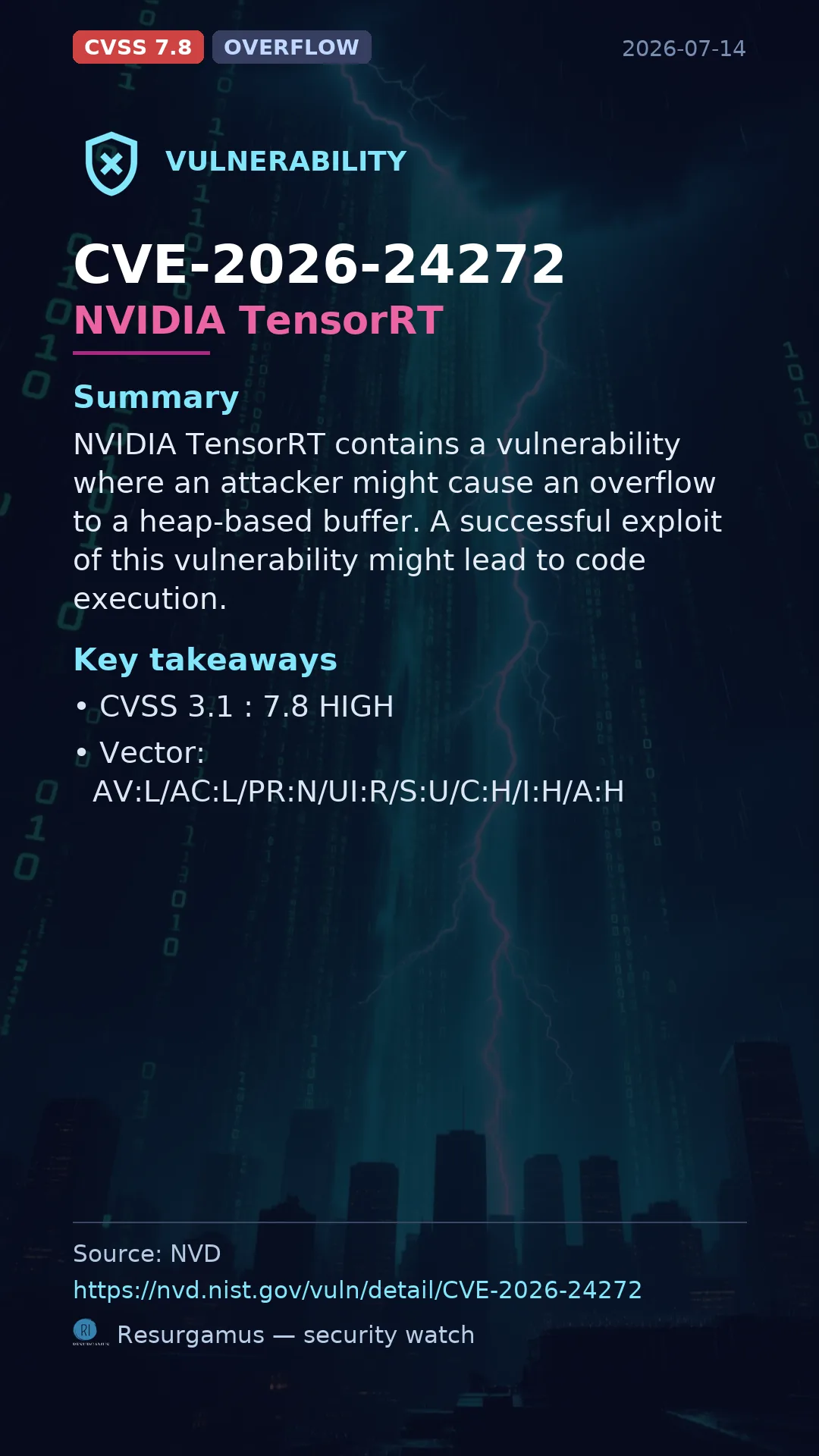 CVE-2026-24272 NVIDIA TensorRT Vulnerability
