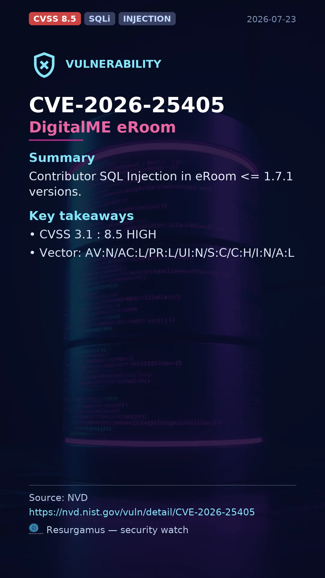 CVE-2026-25405 DigitalME eRoom Vulnerability