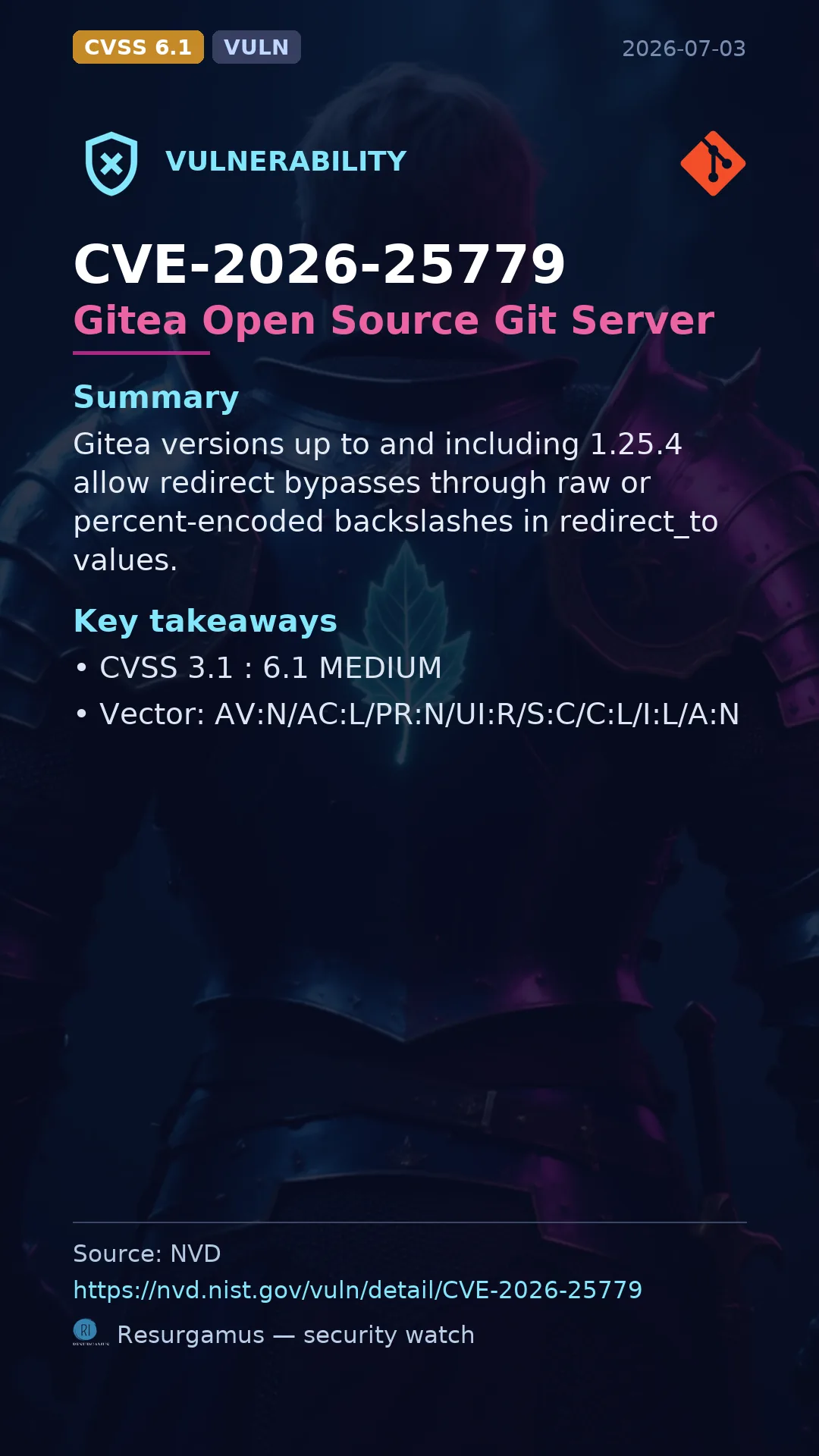 CVE-2026-25779 Gitea Open Source Git Server Vulnerability