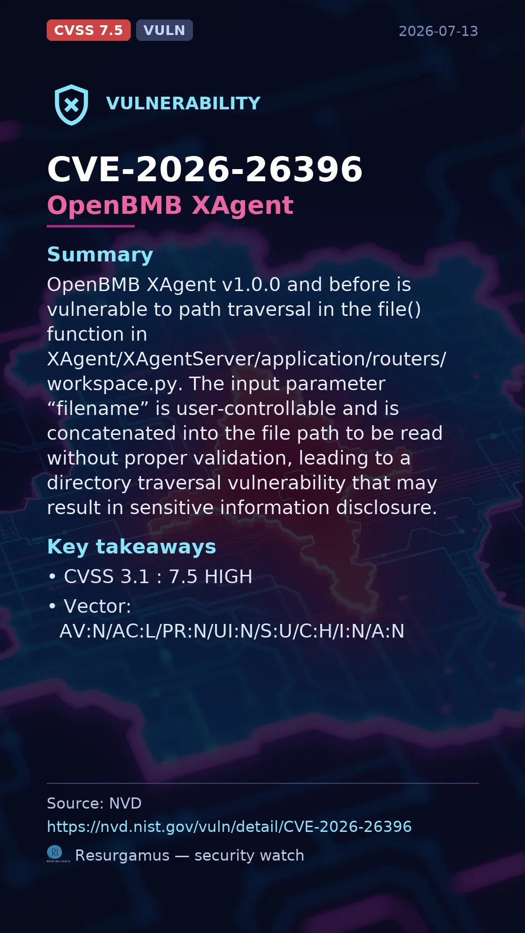 CVE-2026-26396 OpenBMB XAgent Vulnerability