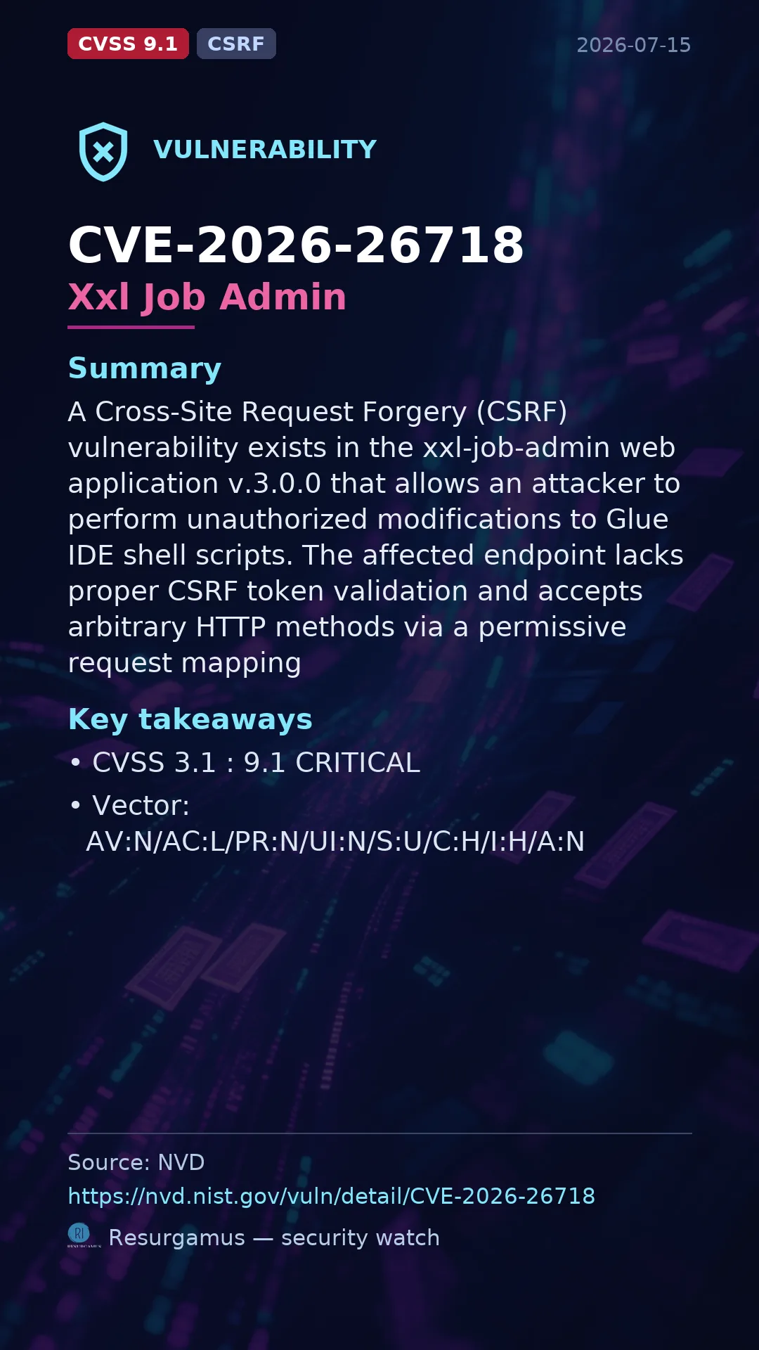 CVE-2026-26718 Xxl Job Admin Vulnerability
