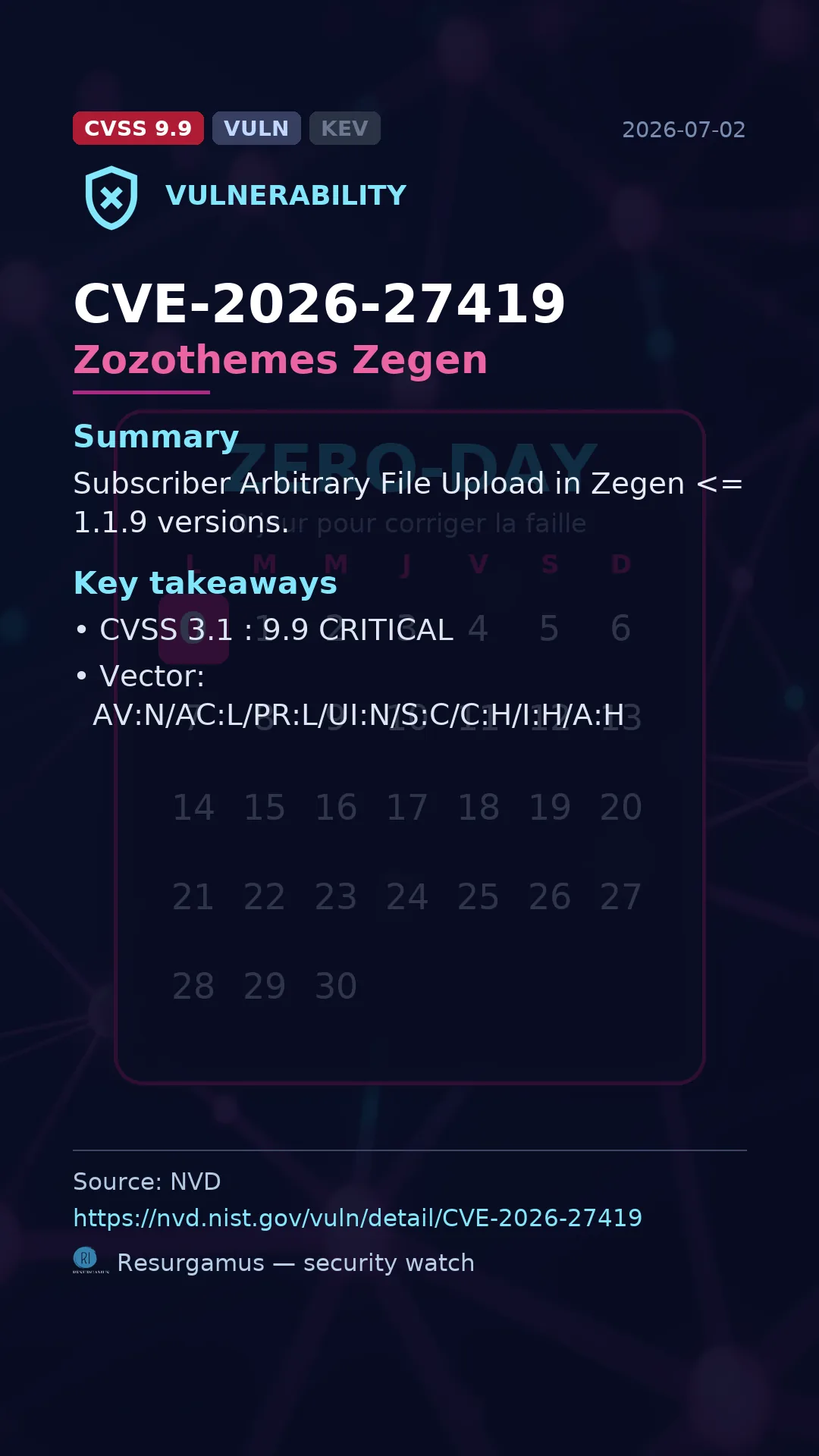 CVE-2026-27419 Zozothemes Zegen Vulnerability
