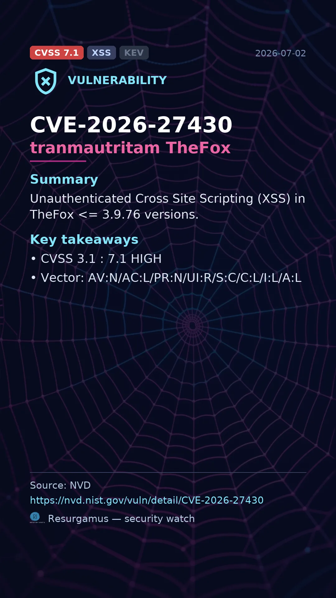CVE-2026-27430 tranmautritam TheFox Vulnerability