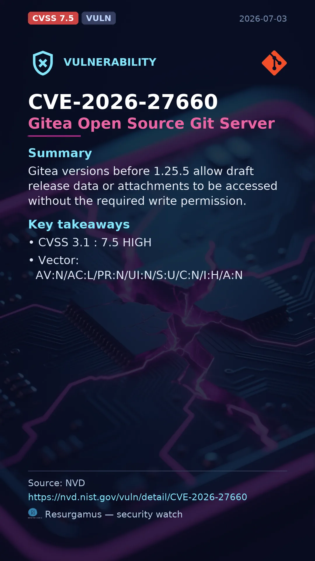 CVE-2026-27660 Gitea Open Source Git Server Vulnerability