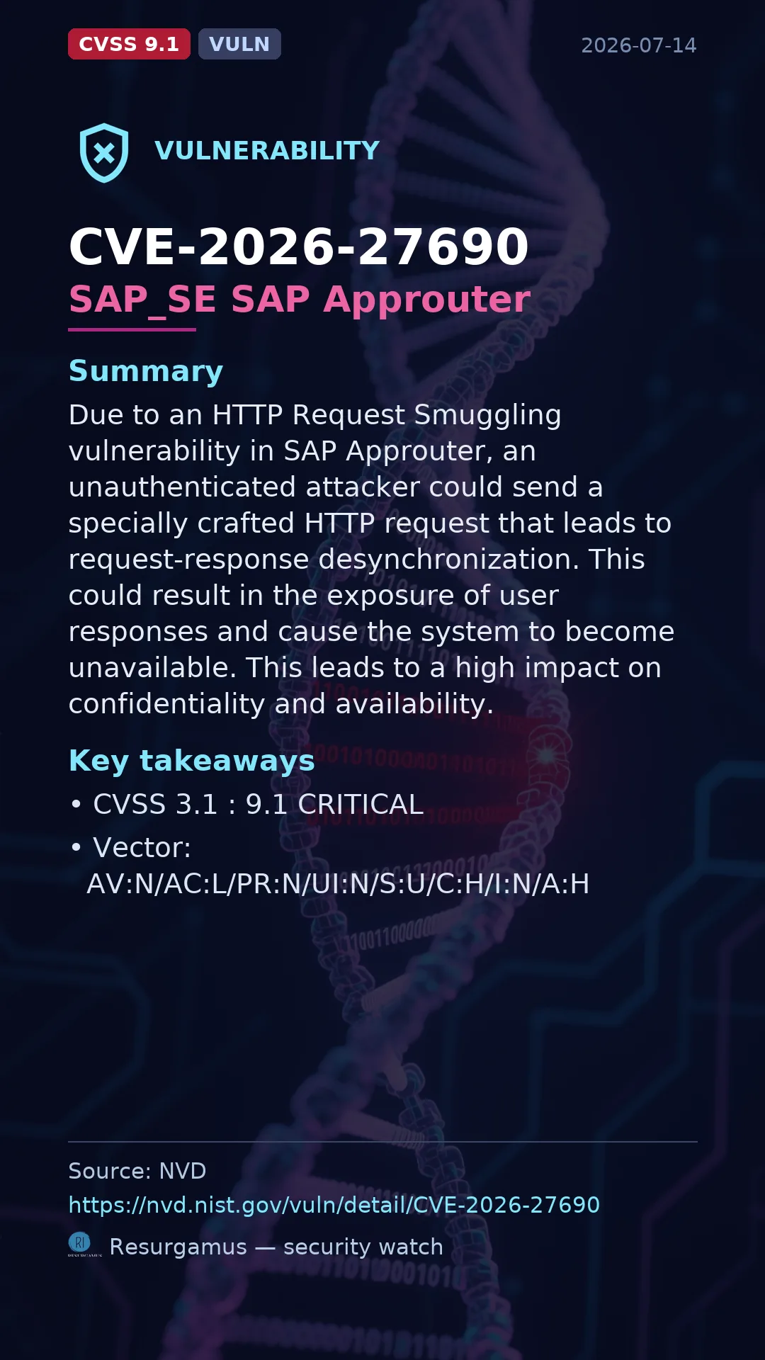 CVE-2026-27690 SAP_SE SAP Approuter Vulnerability