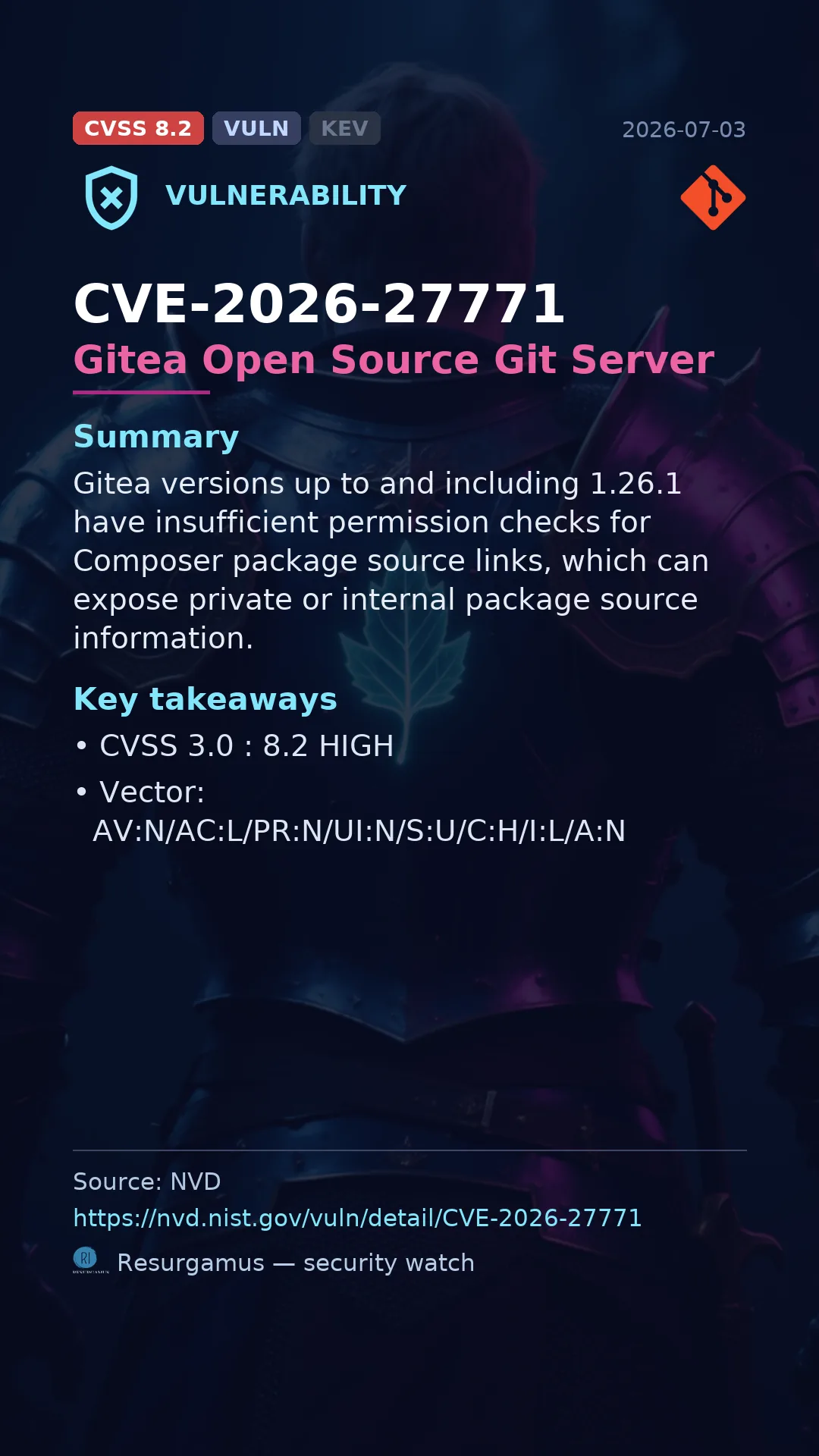 CVE-2026-27771 Gitea Open Source Git Server Vulnerability