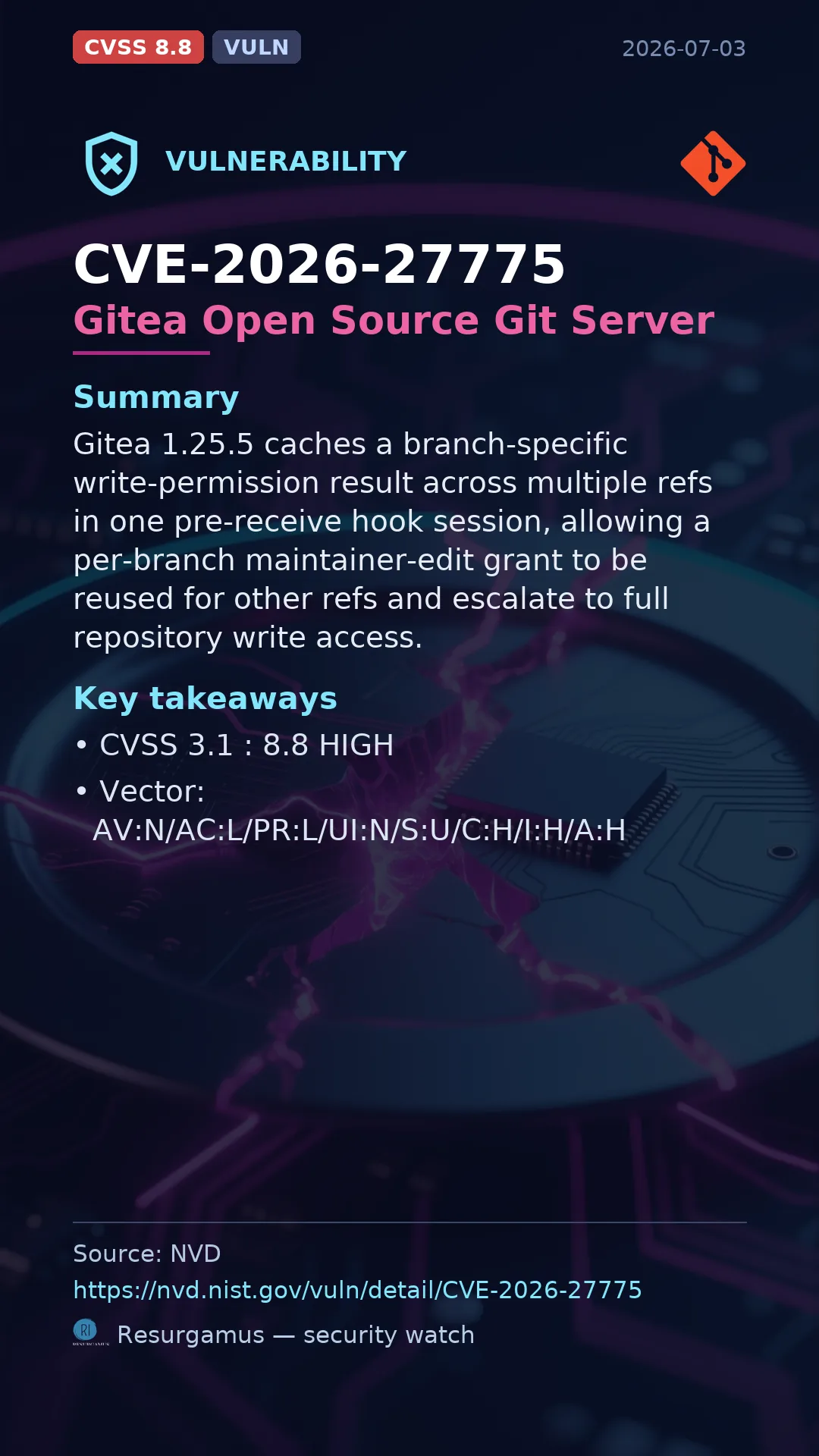 CVE-2026-27775 Gitea Open Source Git Server Vulnerability