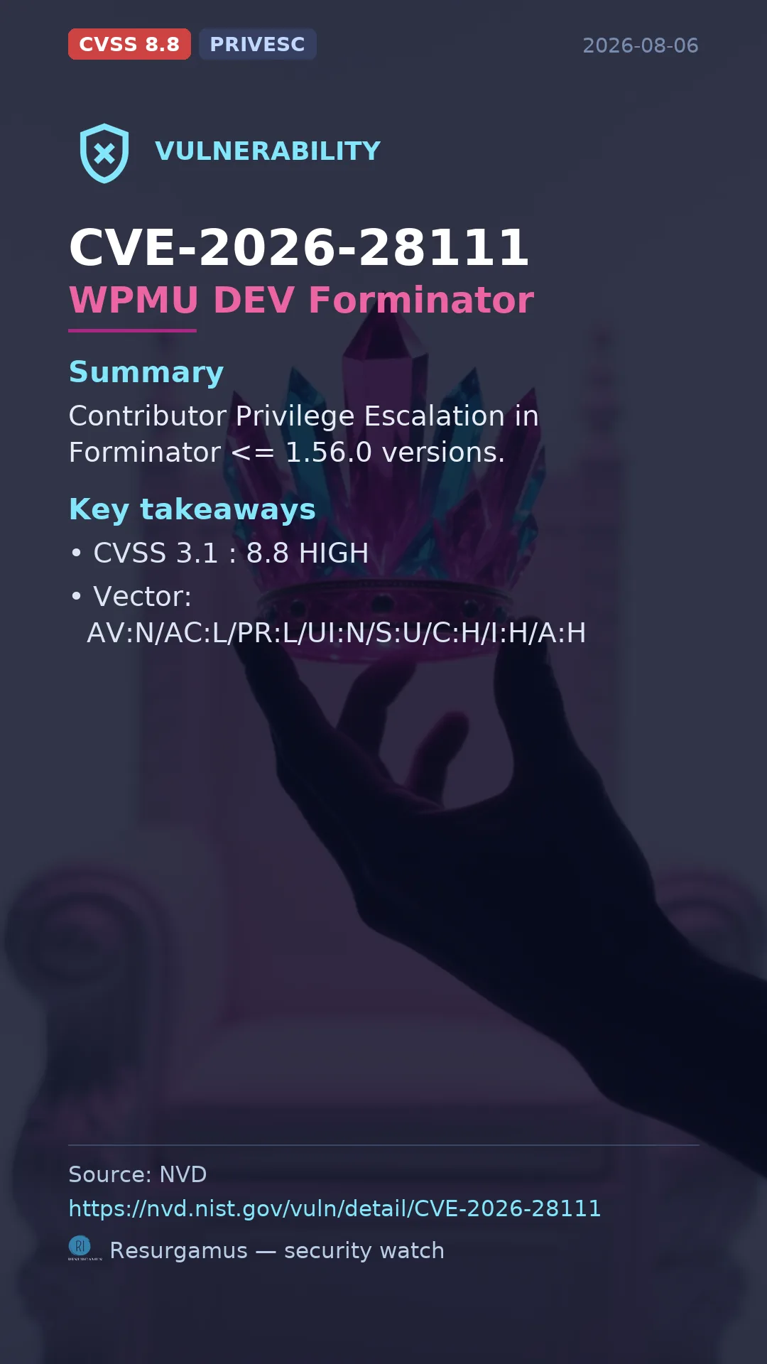 CVE-2026-28111 WPMU DEV Forminator Vulnerability